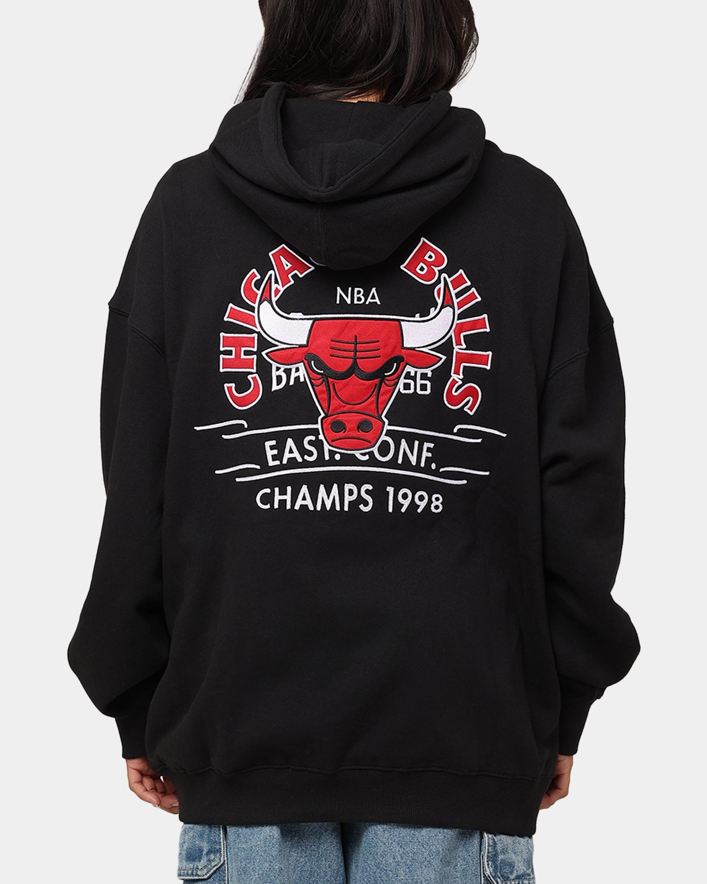 Patched Construct Mitchell & Ness Chicago Bulls Letterman Hoodie Black