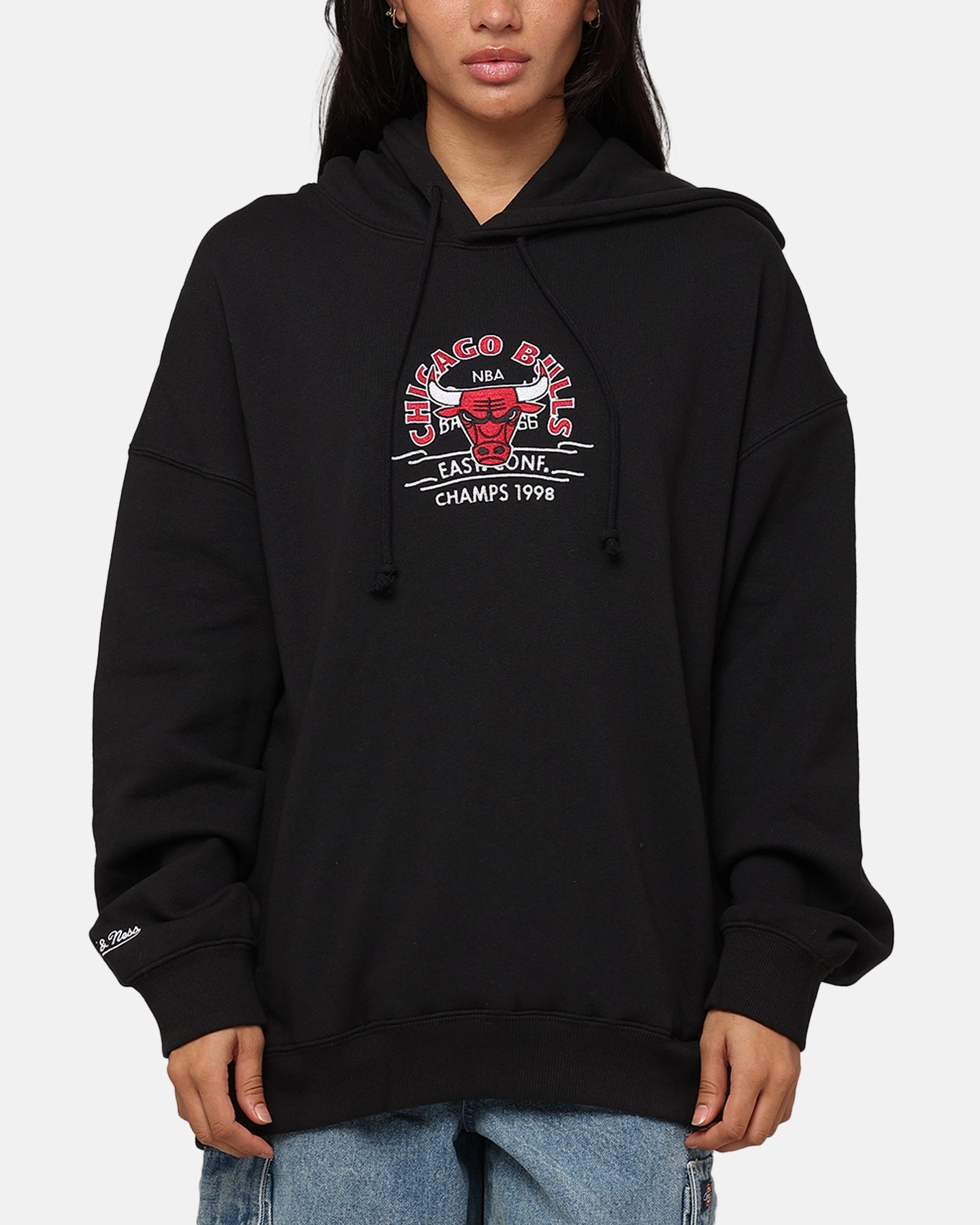 Trendy Mitchell & Ness Chicago Bulls Letterman Hoodie Black