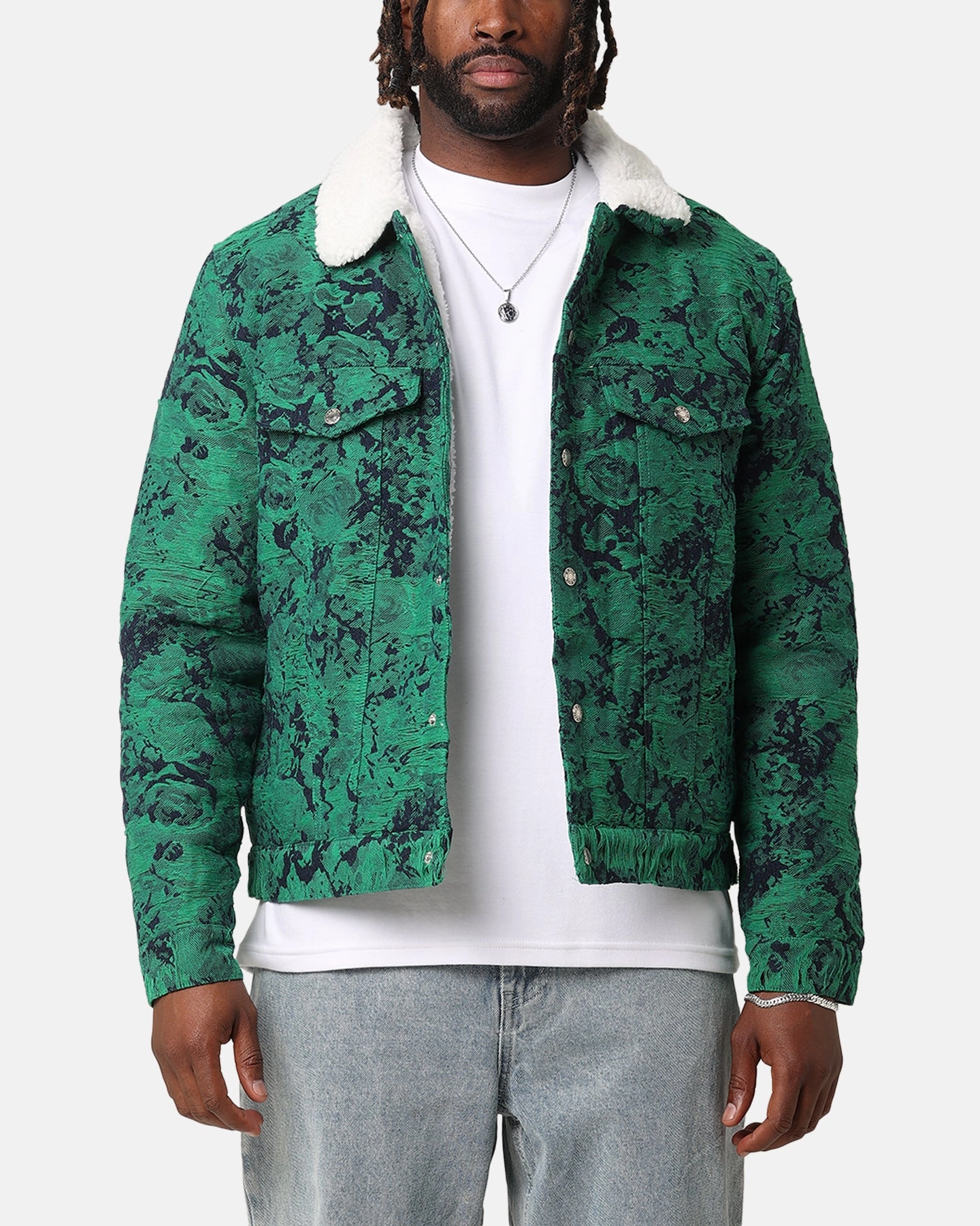 XXIII Chelsea Jacquard Sherpa Jacket Green/Blue Compression Packed Design suitable for outdoor adventures