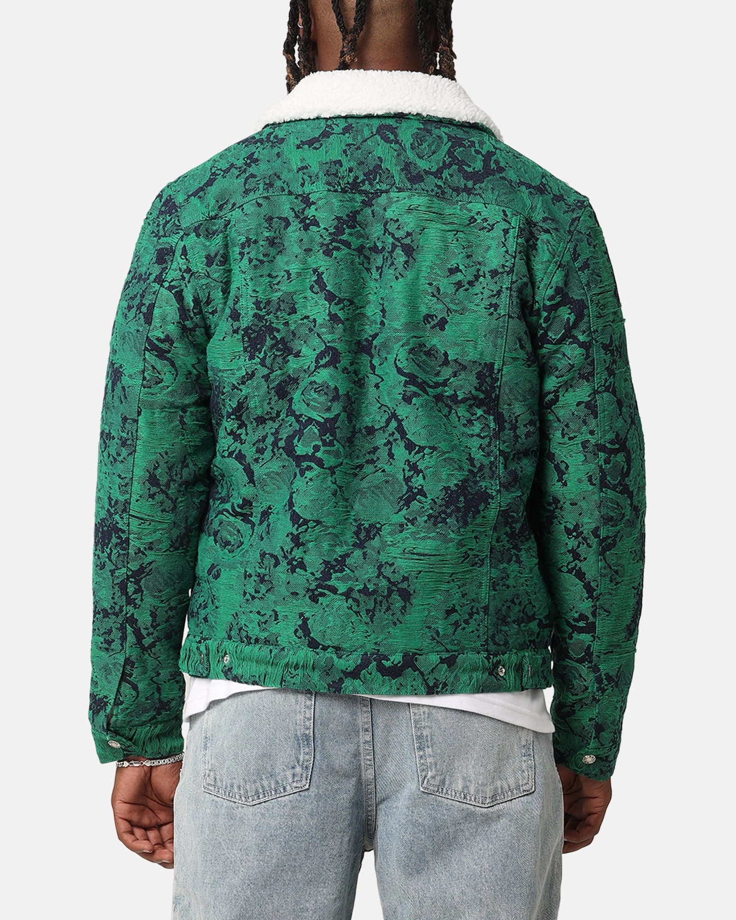 XXIII Chelsea Jacquard Sherpa Jacket Green/Blue Sport Fit