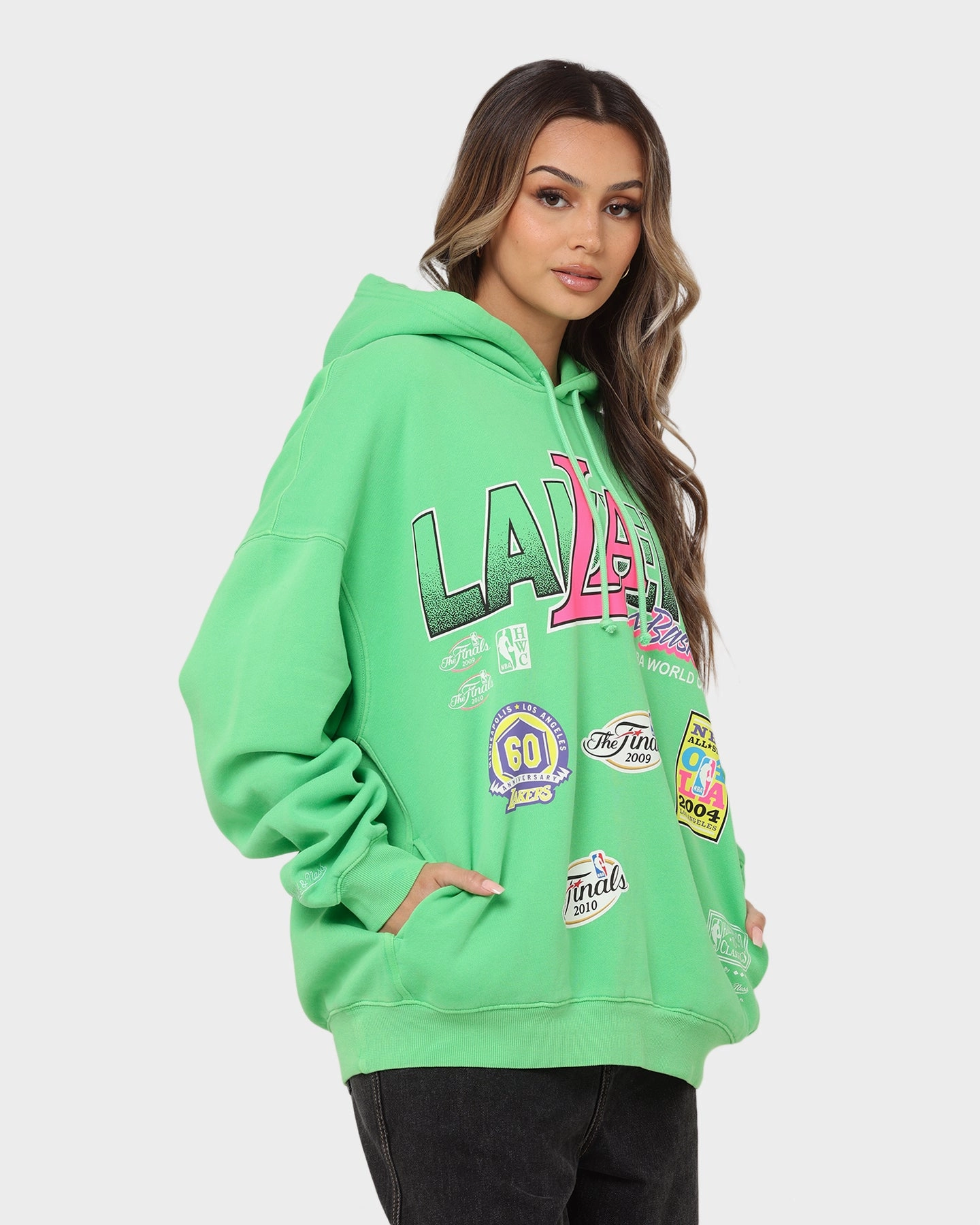 Mitchell & Ness Los Angeles Lakers Neon Champs Hoodie Neon Green Hooded Design