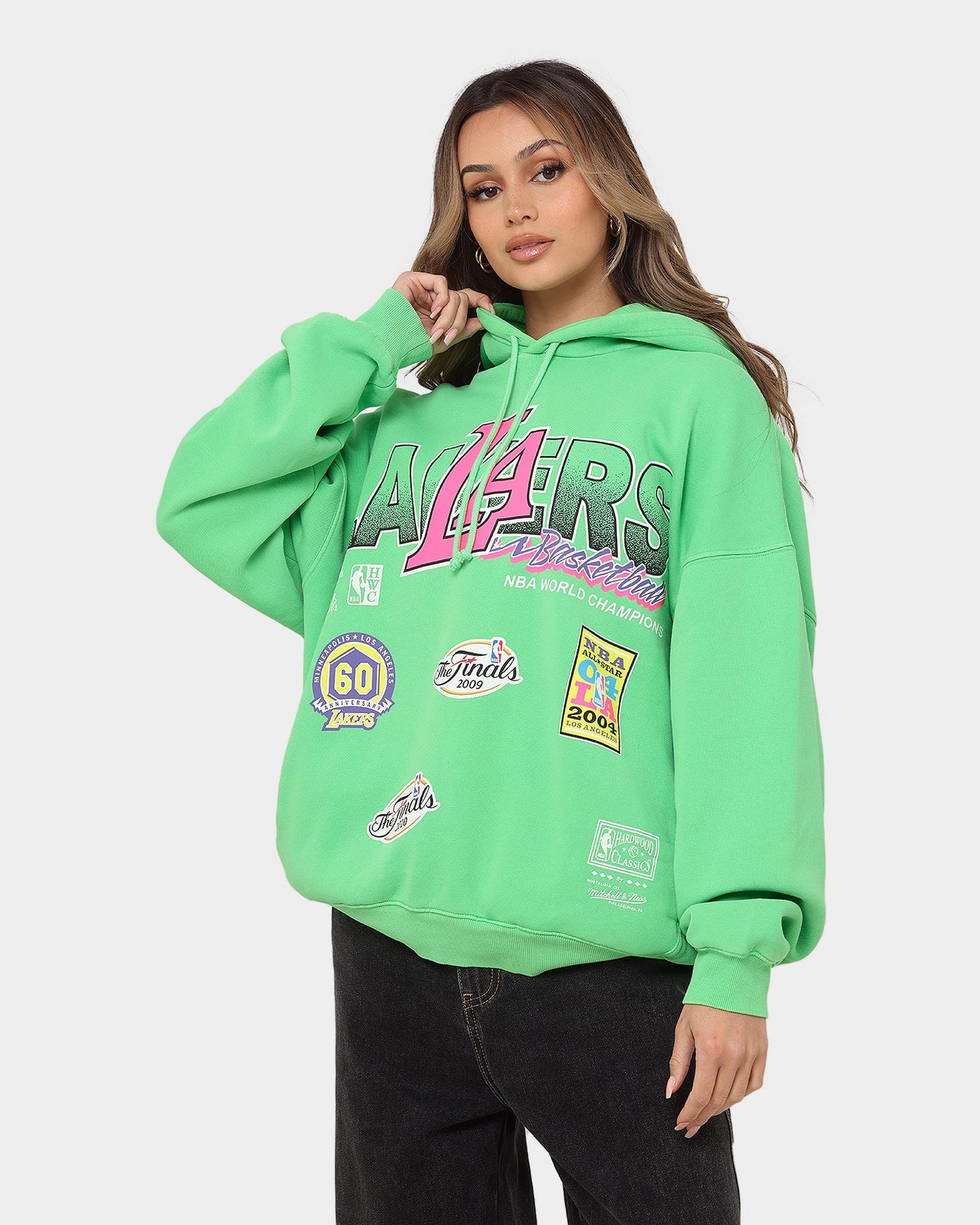 suitable for dance parties Seamless Integration Mitchell & Ness Los Angeles Lakers Neon Champs Hoodie Neon Green
