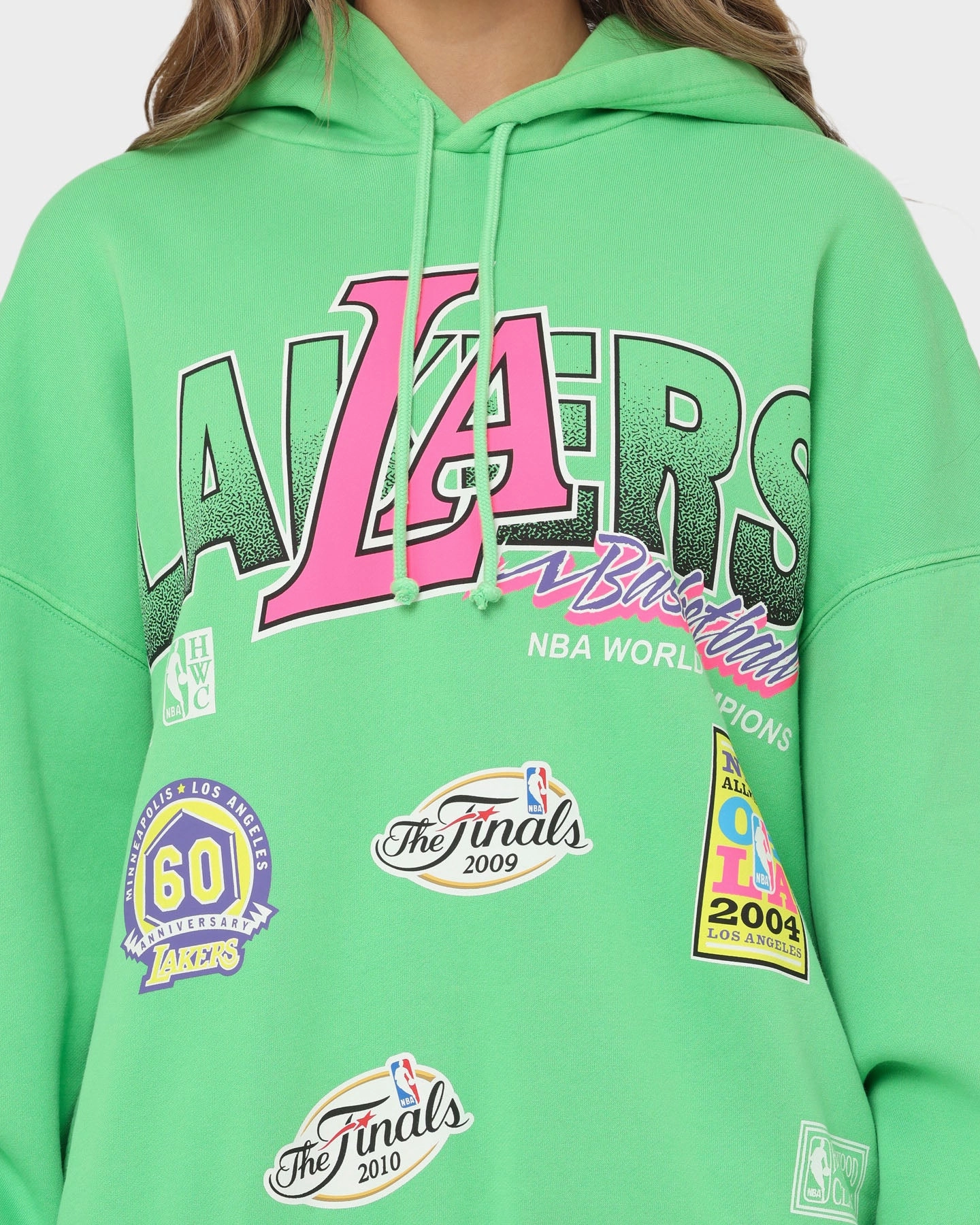 windy Situation Mitchell & Ness Los Angeles Lakers Neon Champs Hoodie Neon Green