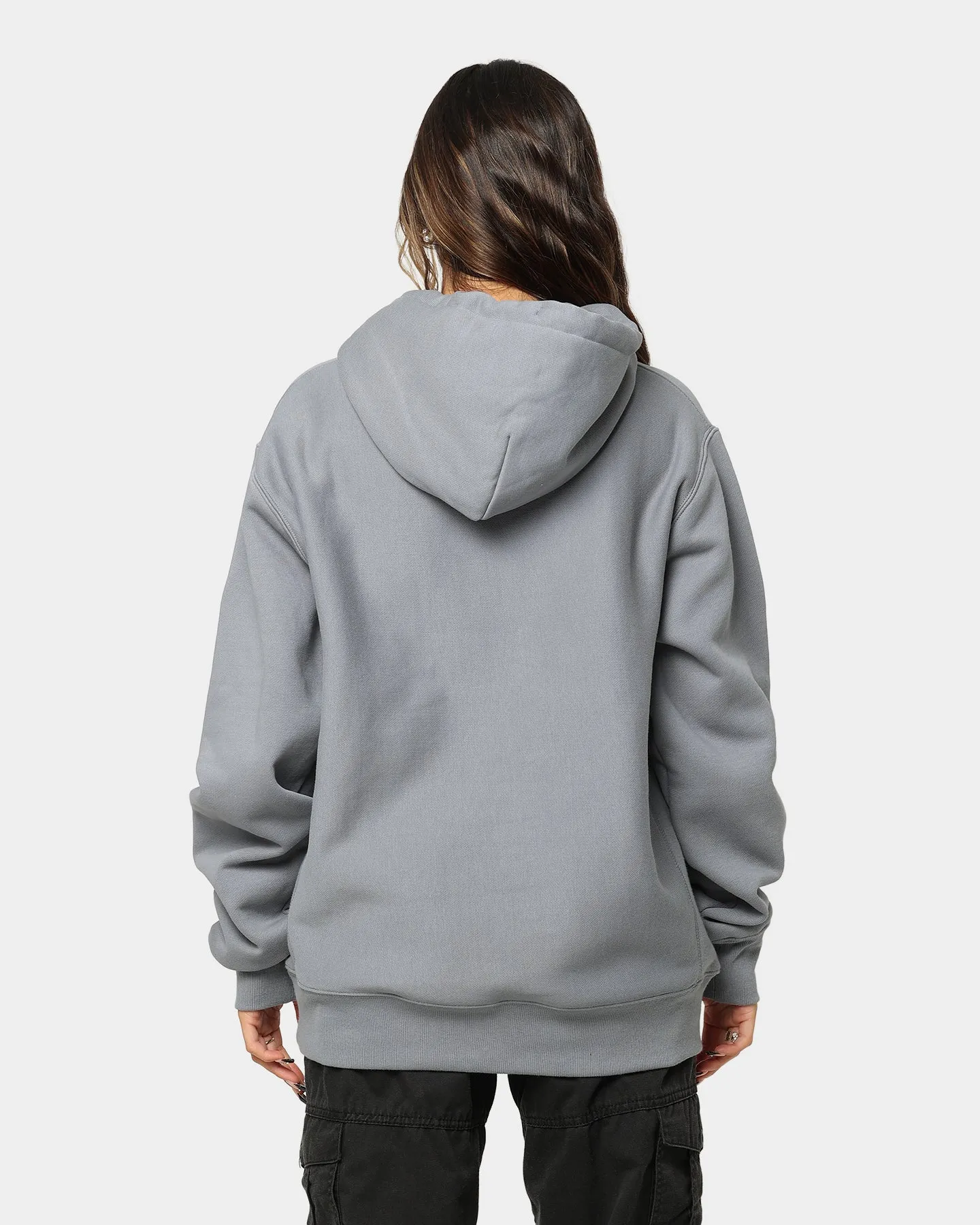 warm material Champion Reverse Weave Arch Logo Hoodie Calico Grey