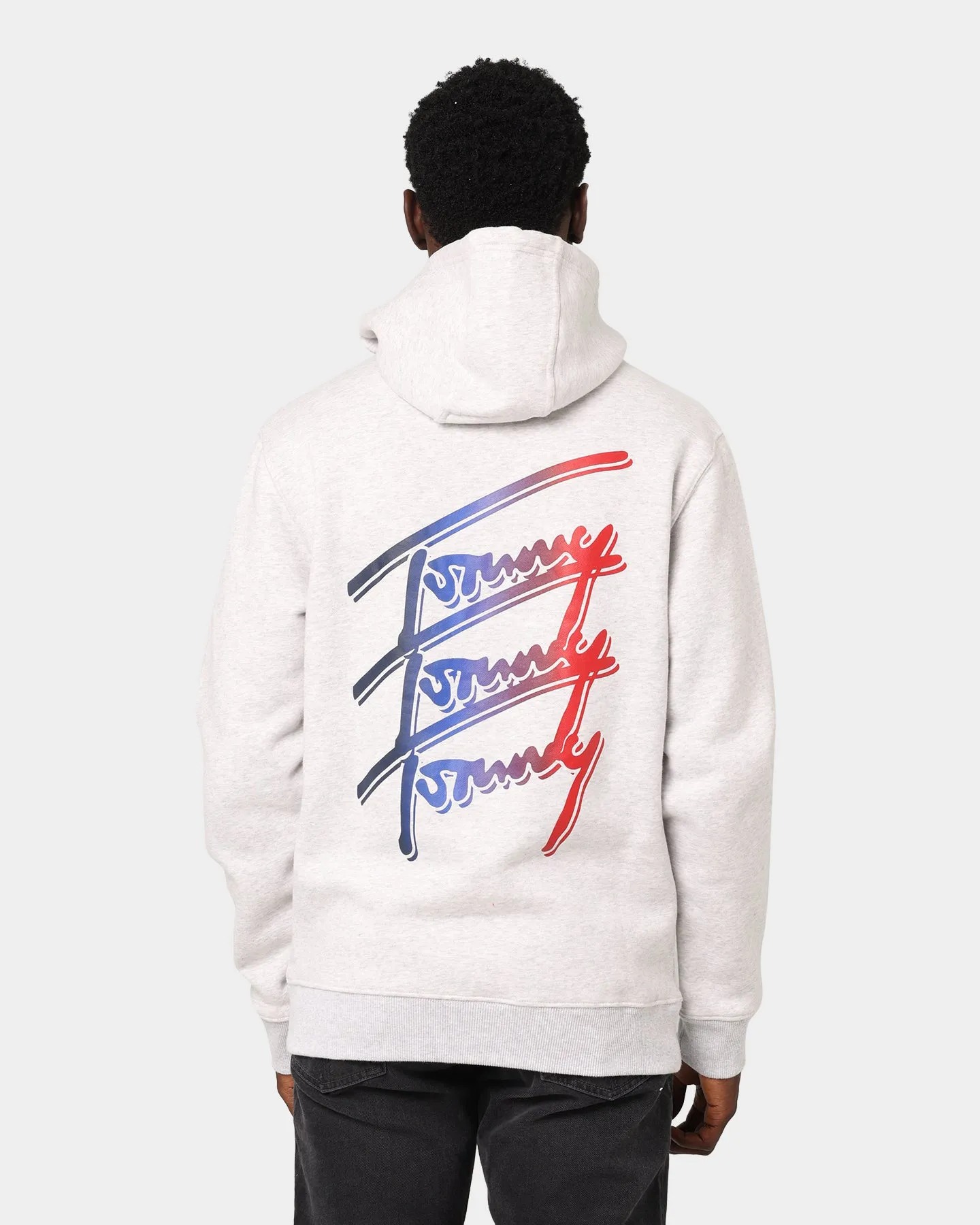Tommy Jeans Essential Script Hoodie Silver/Grey Heather Attention Storm Shield