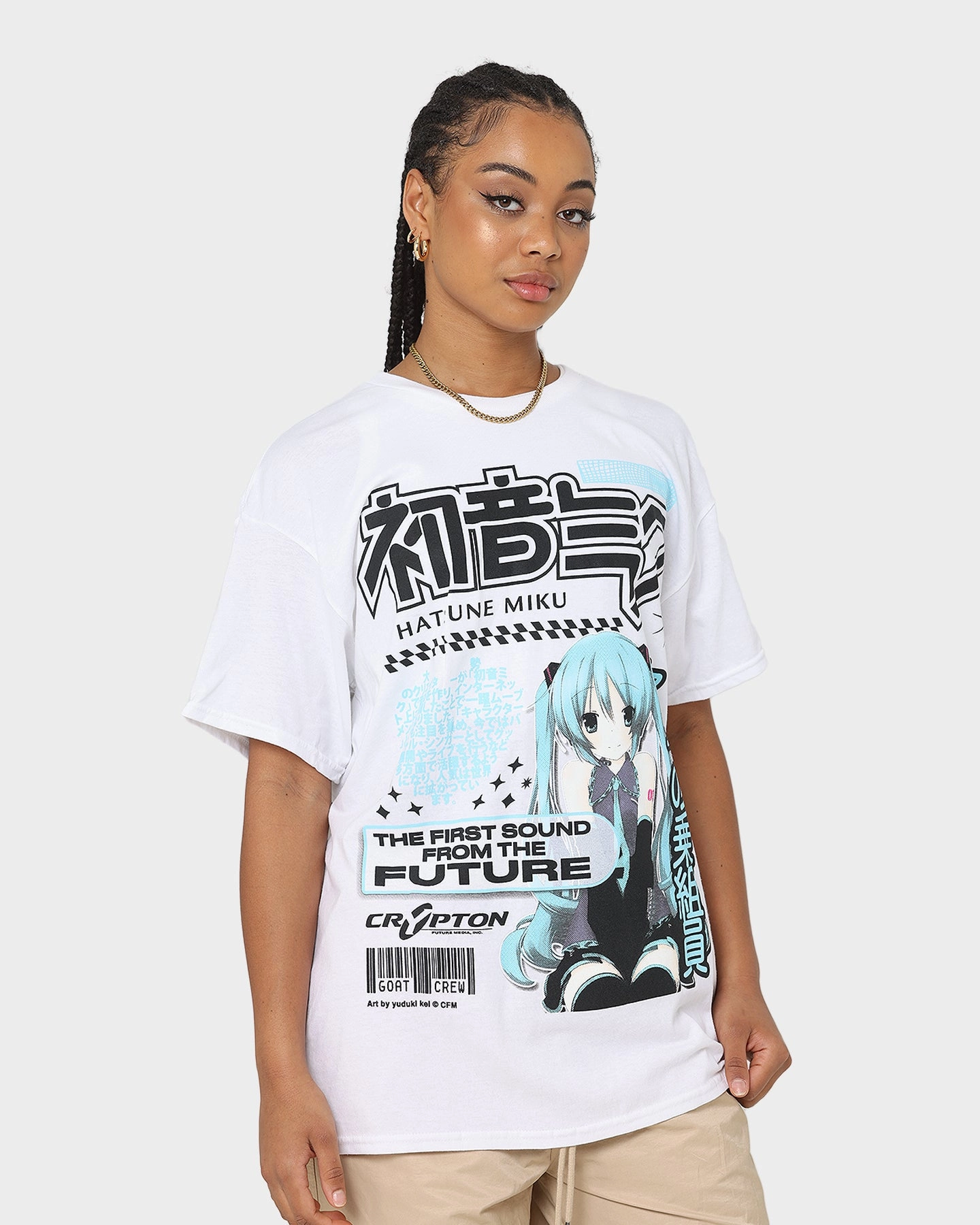 Goat Crew X Hatsune Miku Future Sound T-Shirt White Skinny Fit Active Trend Look