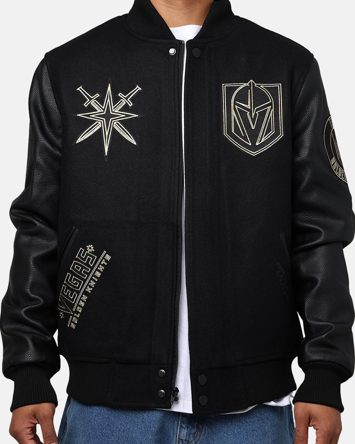 Pro Standard Vegas Golden Knights 'Black & Gold' Varsity Jacket Jet Black RipstopFabric Wind Barrier