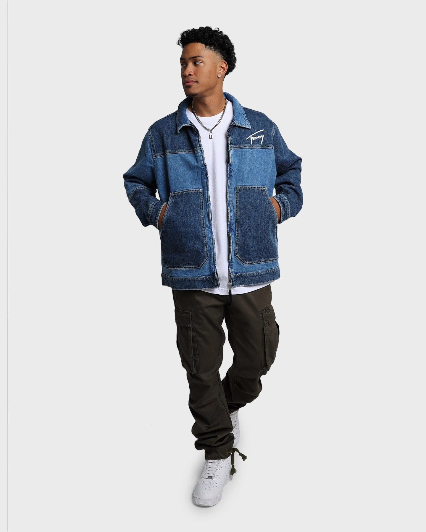 Tommy Jeans TJM Panel Zip Denim Jacket Denim Light Temperature Regulating Fabric Hear