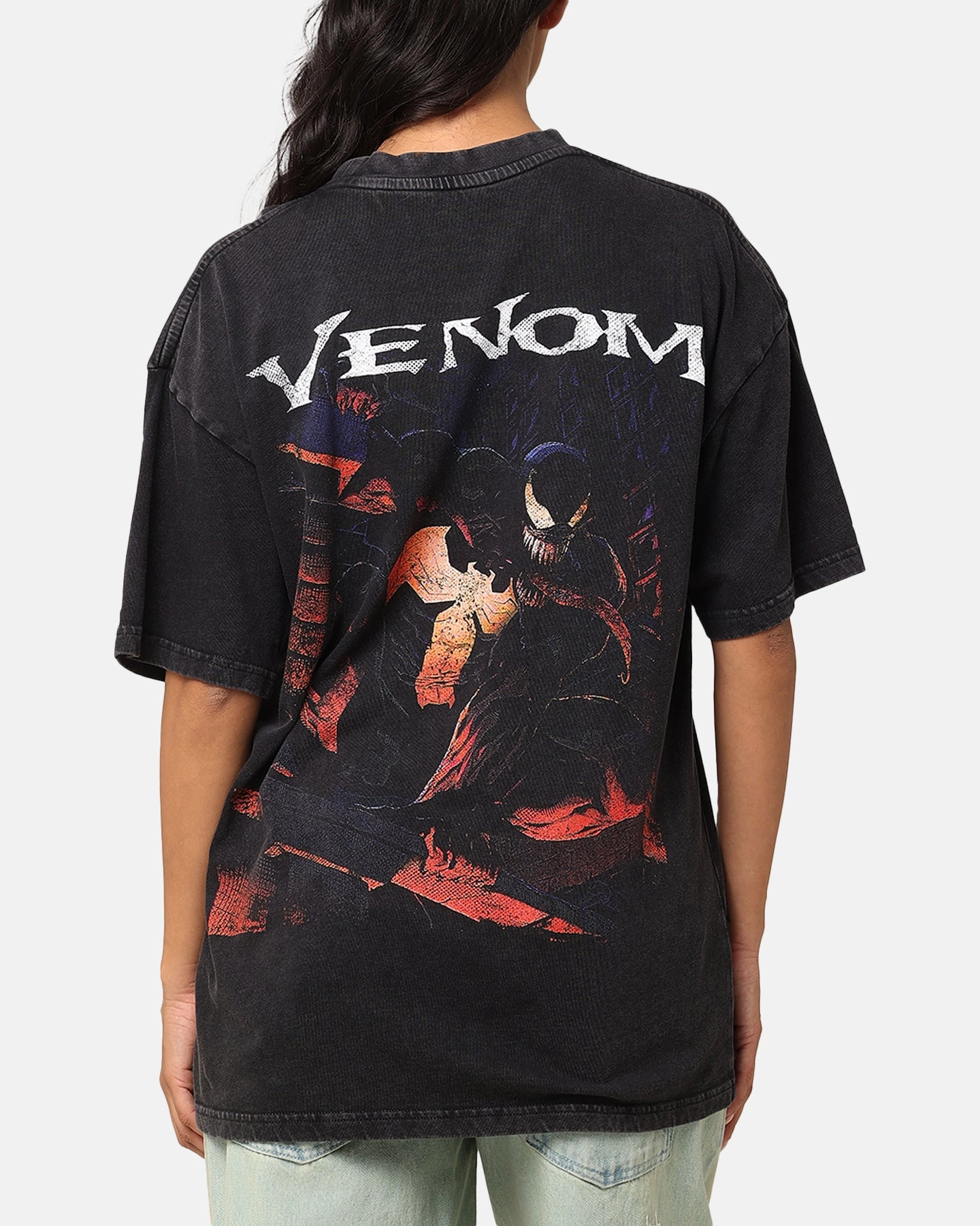 Basic Piece Goat Crew Marvel Spider-Man Y2K Venom The Host Vintage T-Shirt Black Acidwash