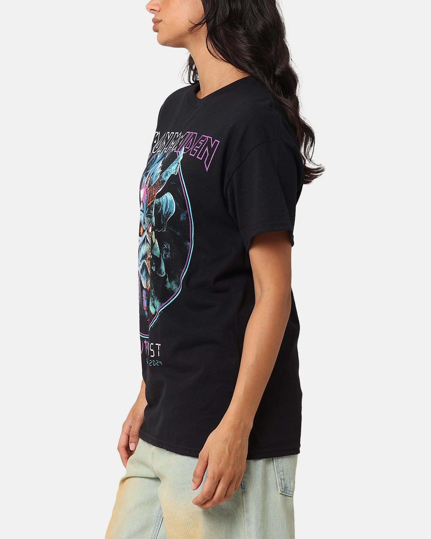 Smart Casual Look Pocket Design Iron Maiden Future Past Tour T-Shirt Black