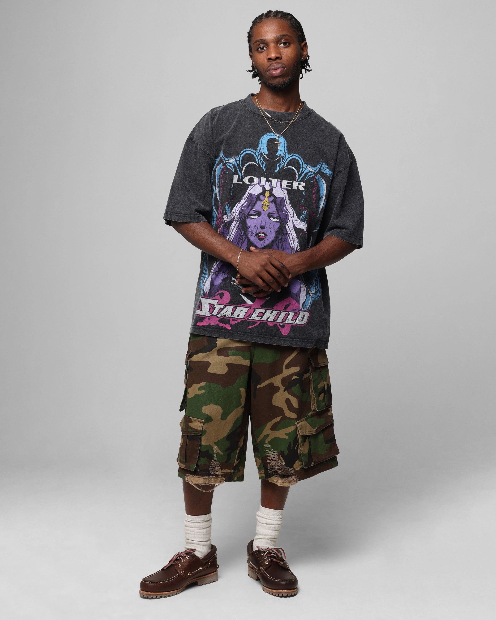 Soft Comfort Wear anniversary Loiter Midnight Widow Vintage T-Shirt Washed Black