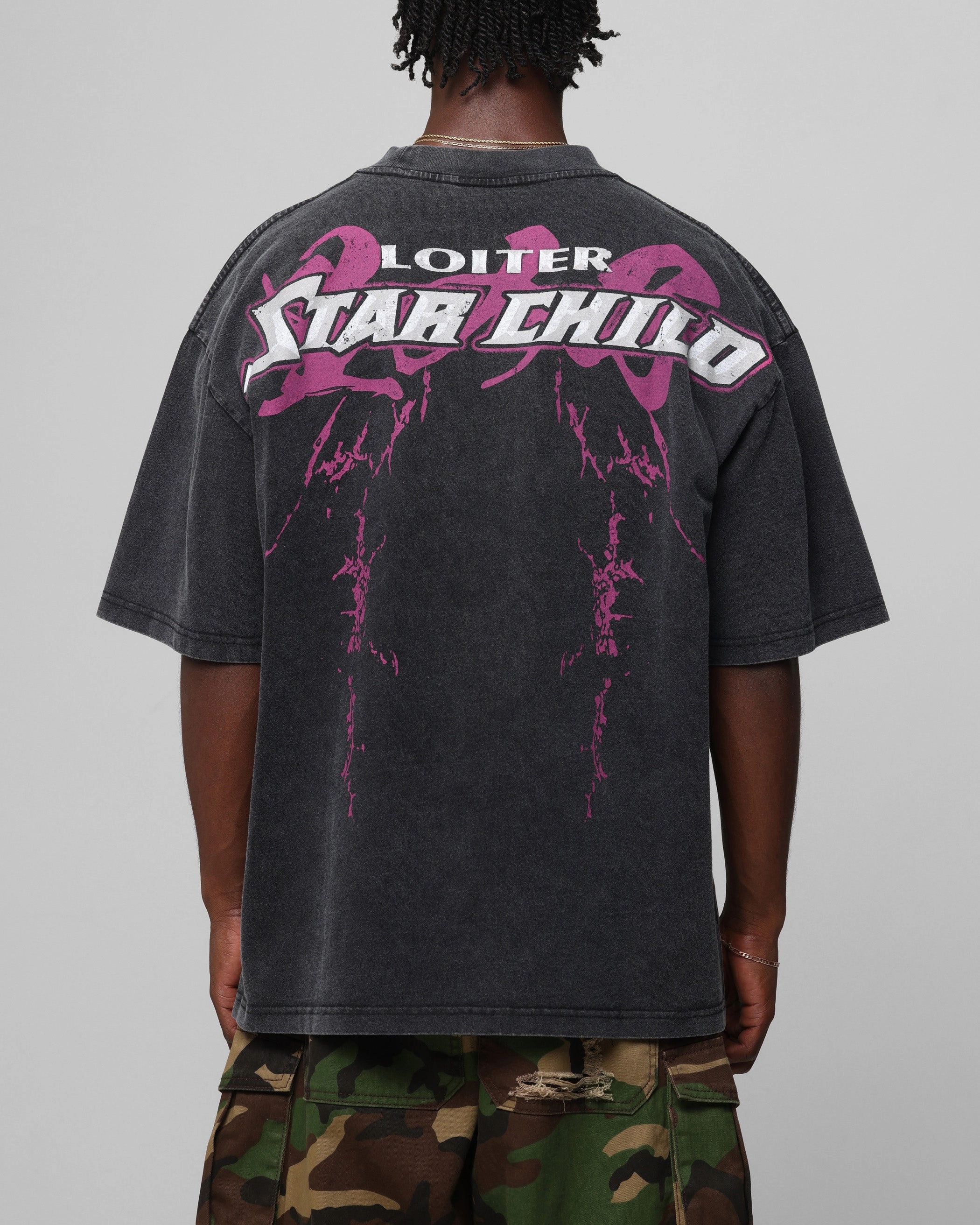 Preppy Loiter Midnight Widow Vintage T-Shirt Washed Black