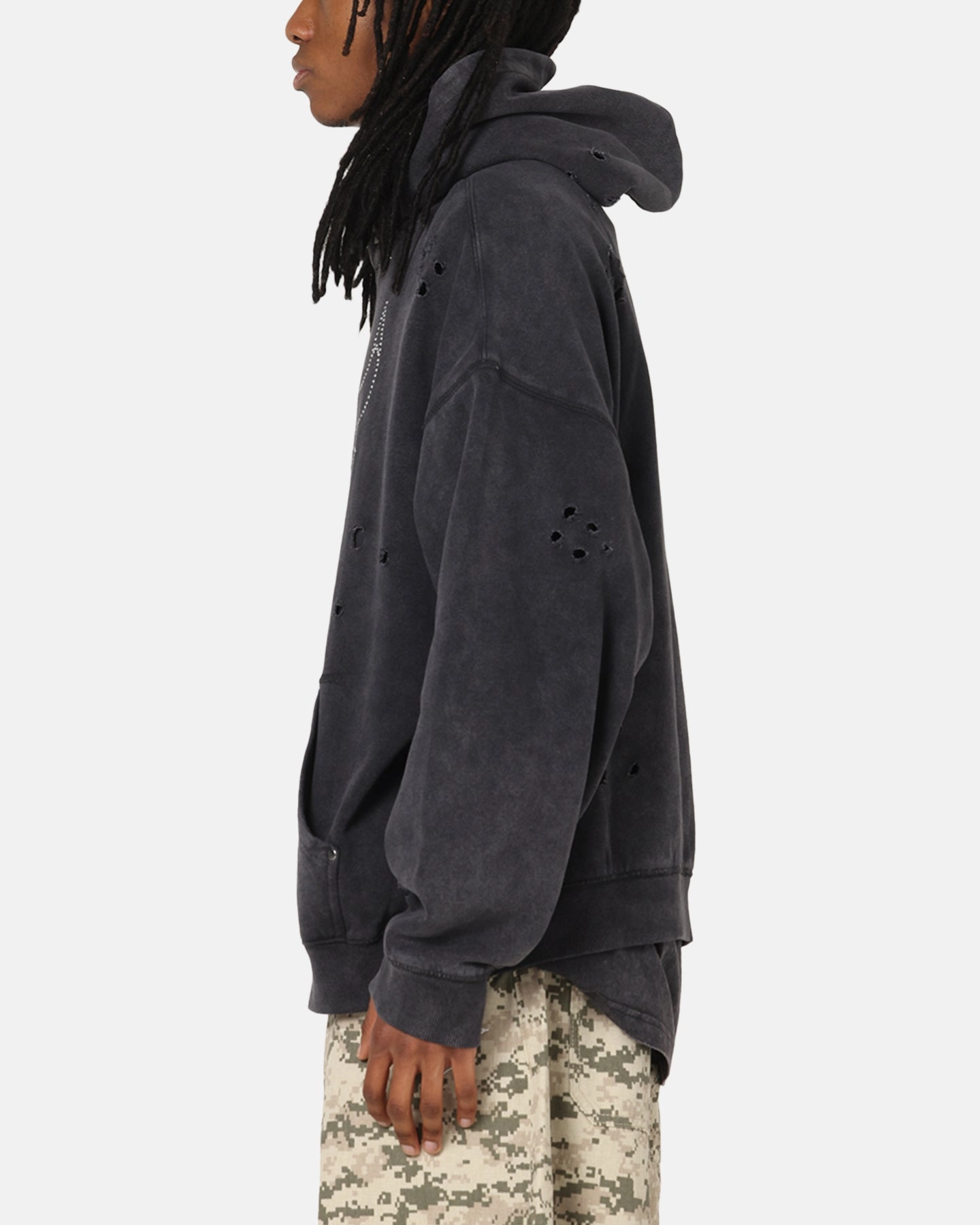 Hidden Pocket Mitchell & Ness Chicago Bulls Distressed Rhinestone Logo Hoodie Faded Black