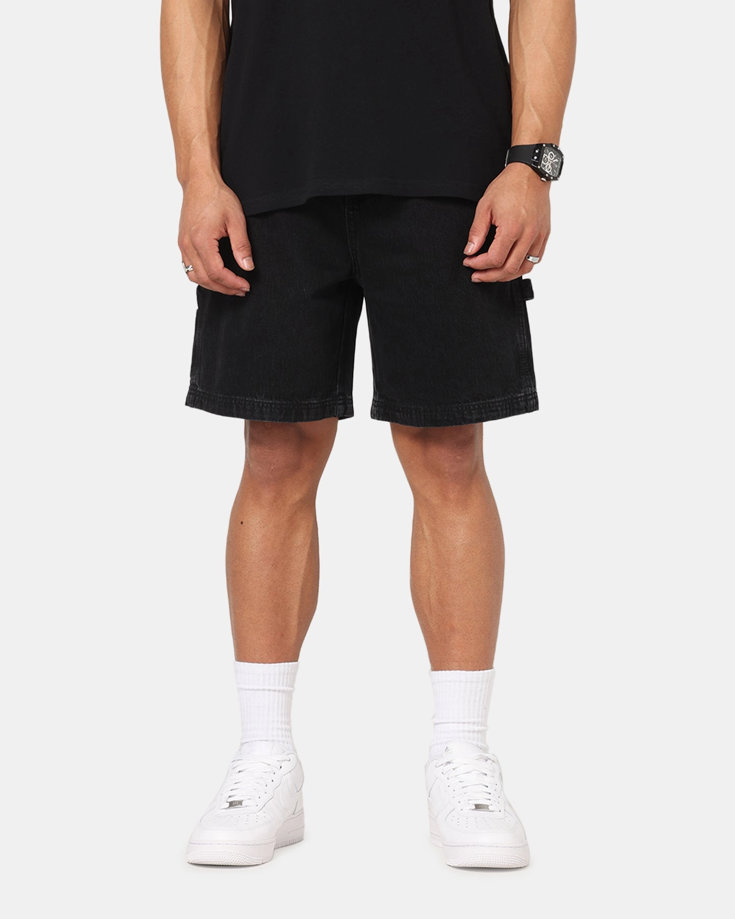 Workout Ready Design Carre C-Star Denim Shorts Black Wash