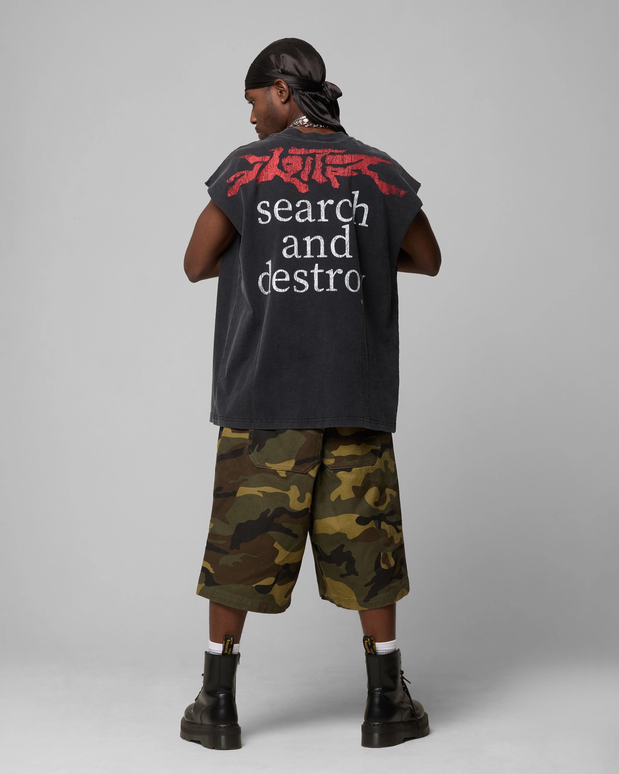 Layered Look Wear Loiter Ski Mask Muscle T-Shirt Vintage Black