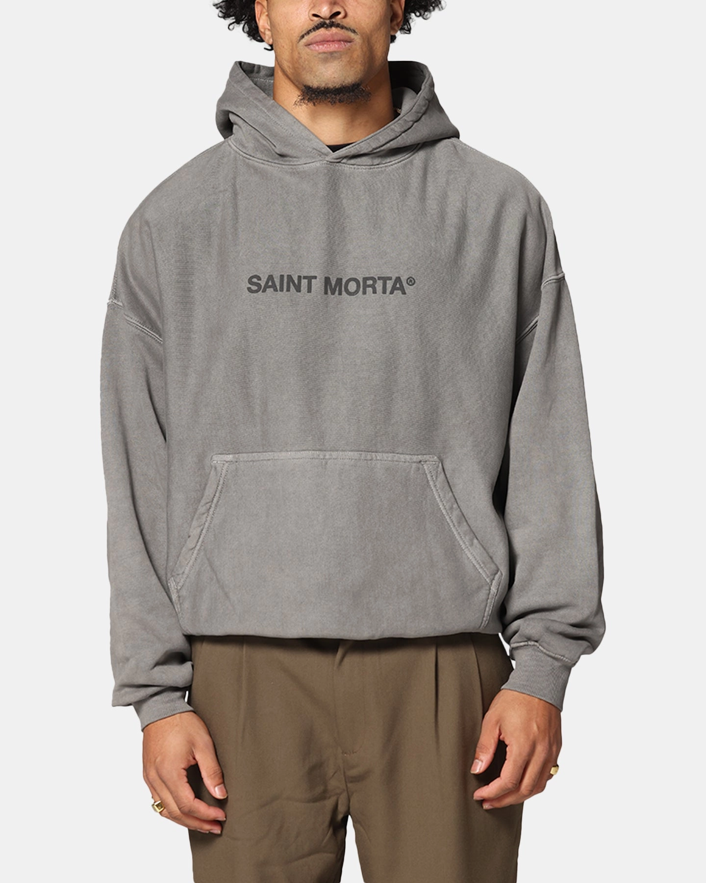 Saint Morta Memoriam Boxy Hoodie Washed Charcoal Urban Explorer