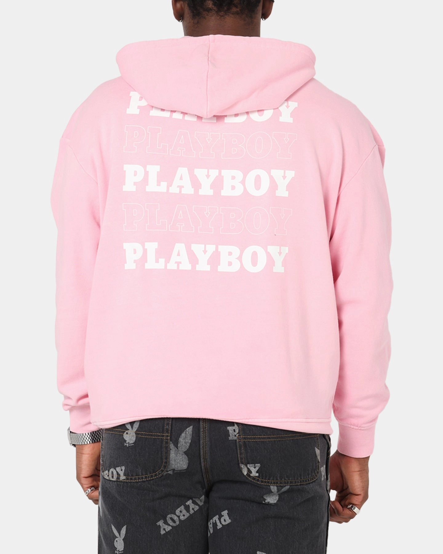 Patchwork Hunting wear Playboy Stack Washed Hoodie Washed Pink