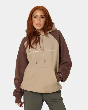 Warm Thinsulate Champion Reverse Weave Raglan Hoodie Country Walnut