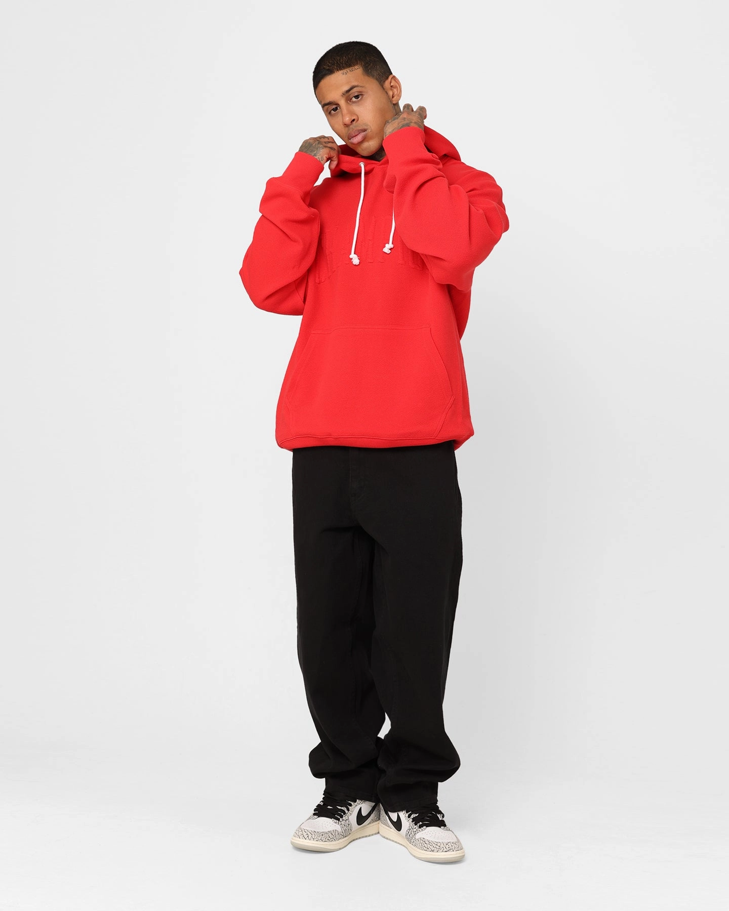 Champion Lifestyle Jacquard Twill Hoodie Scarlet Describe