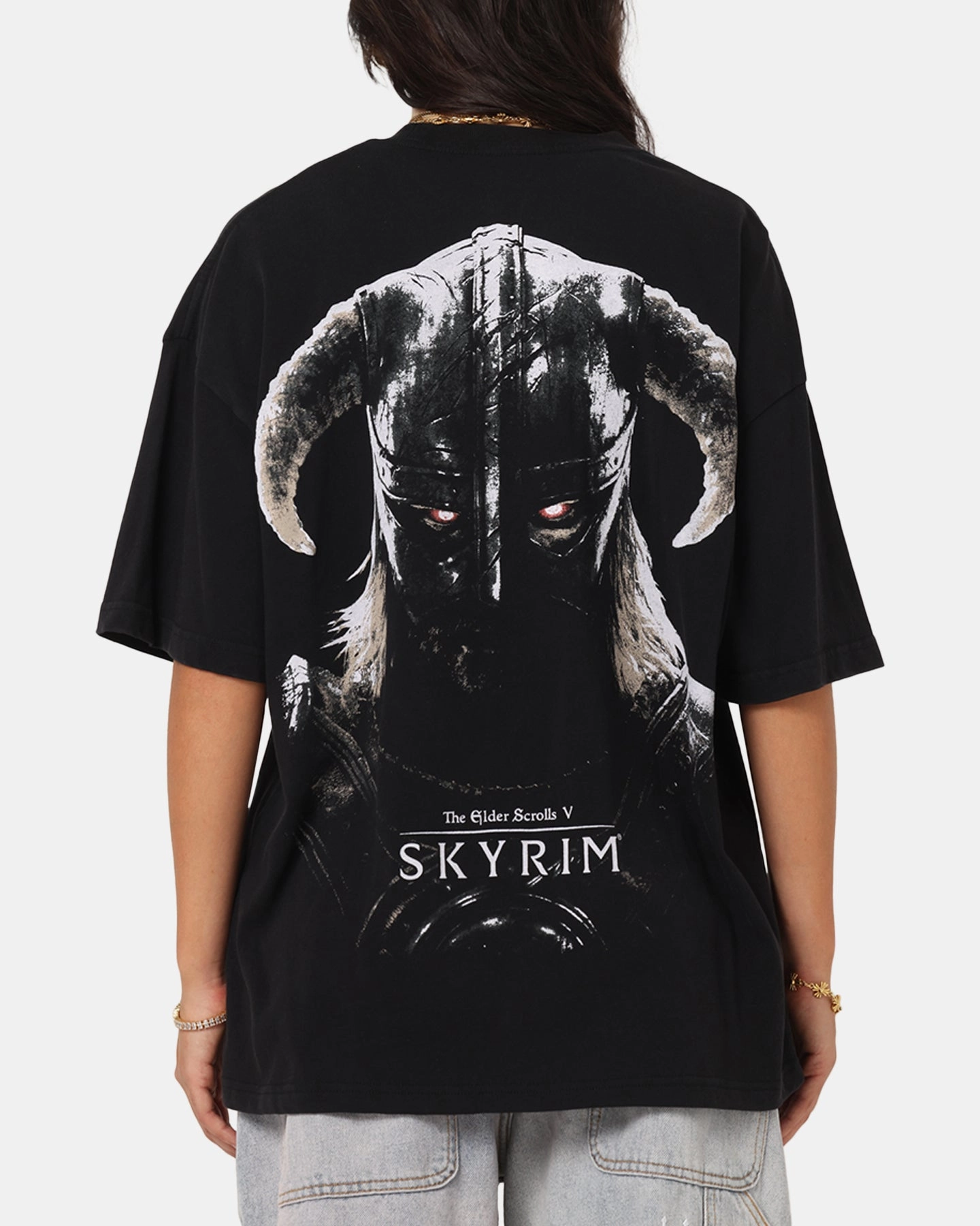 Flexible Collar Versatile Outfit 73 Studio X The Elder Scrolls V: Skyrim '11 Dragonborn Vintage T-Shirt Black Acidwash