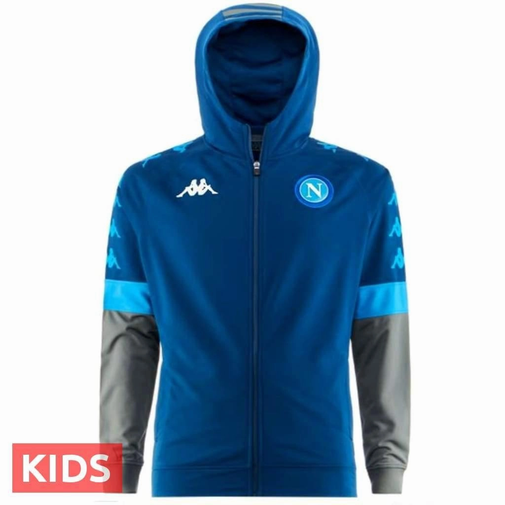 Oil Breathable Style Kids - SSC Napoli UCL hooded presentation soccer tracksuit 2019/20 - Kappa