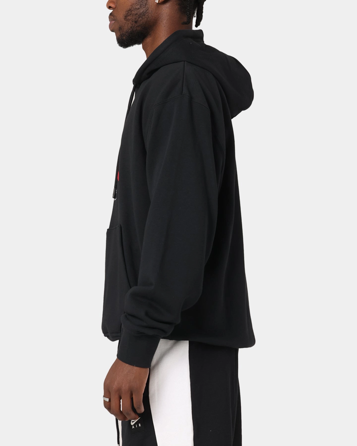 Jordan Essentials Loopback Fleece Pullover Hoodie Black/Red Multi Panel Construction New Arrival