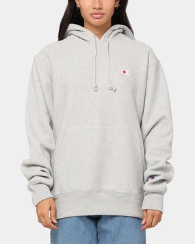 Champion Reverse Weave Small C Hoodie Oxford Heather Trendy Protection All-Season Outerwear