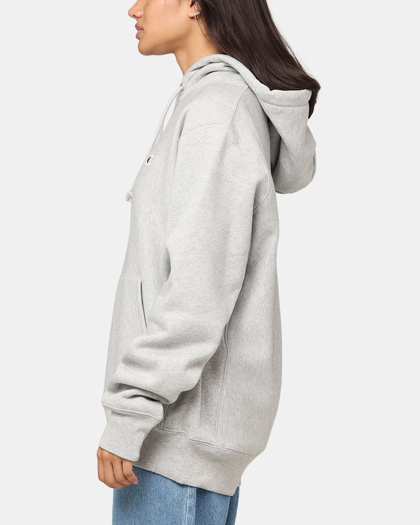 FoldableDesign Champion Reverse Weave Small C Hoodie Oxford Heather