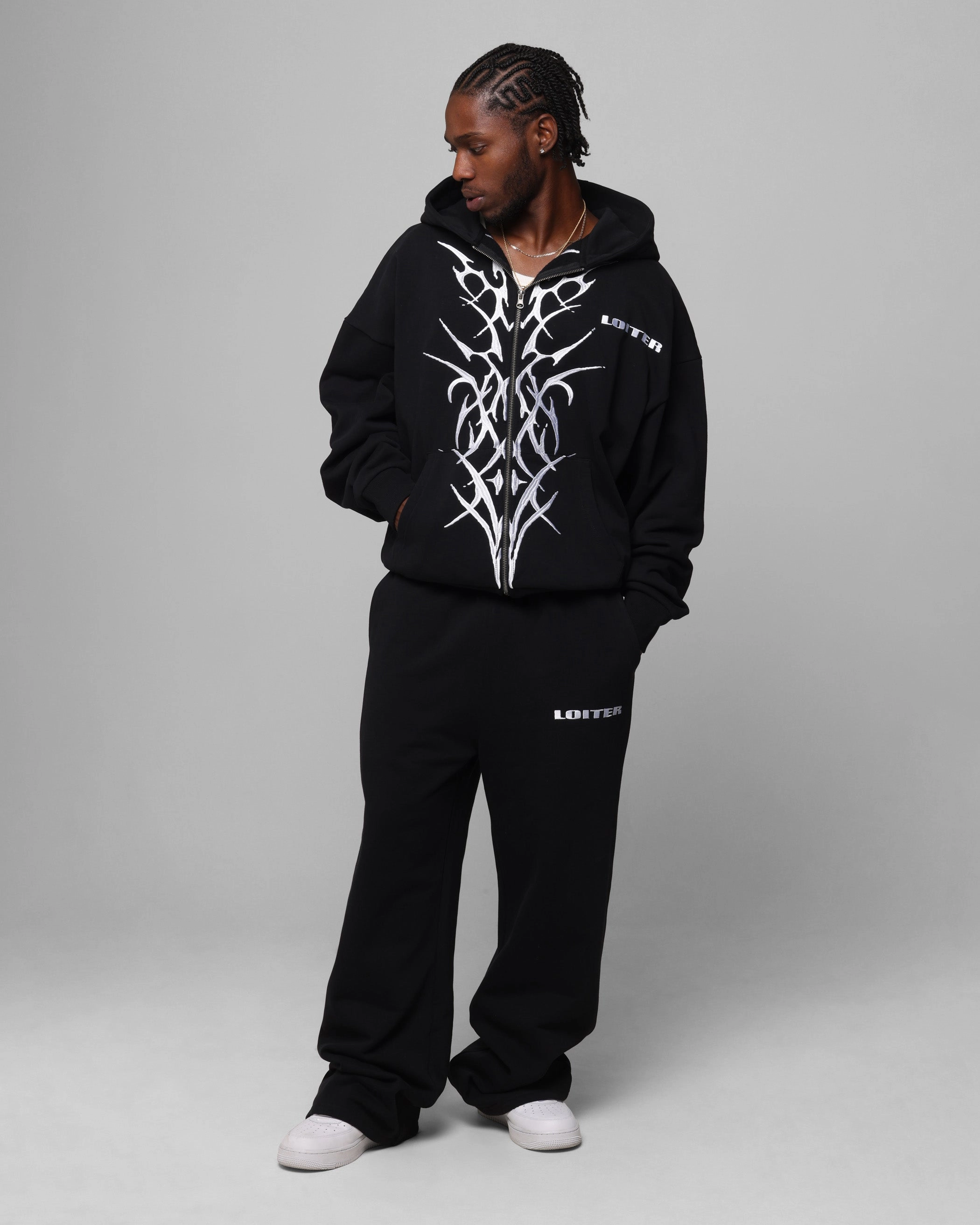 Loiter Blood Born Track Pants Black Water Resistant Cozy Fit