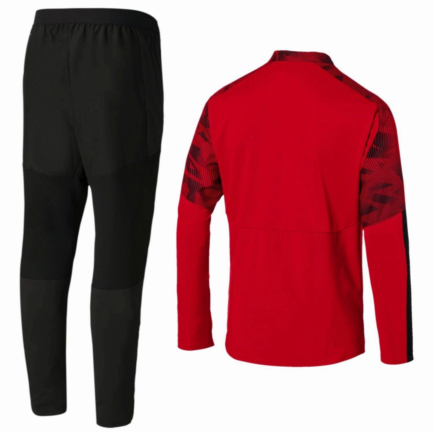ContouredErgonomicFit compression support AC Milan soccer training technical tracksuit 2019/20 red - Puma