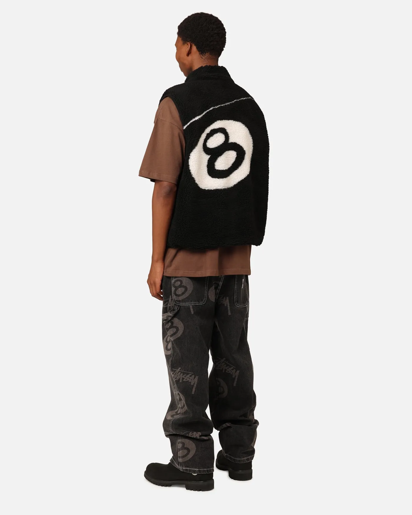 Seasonal Function Template St??ssy 8 Ball Sherpa Reversible Vest Black