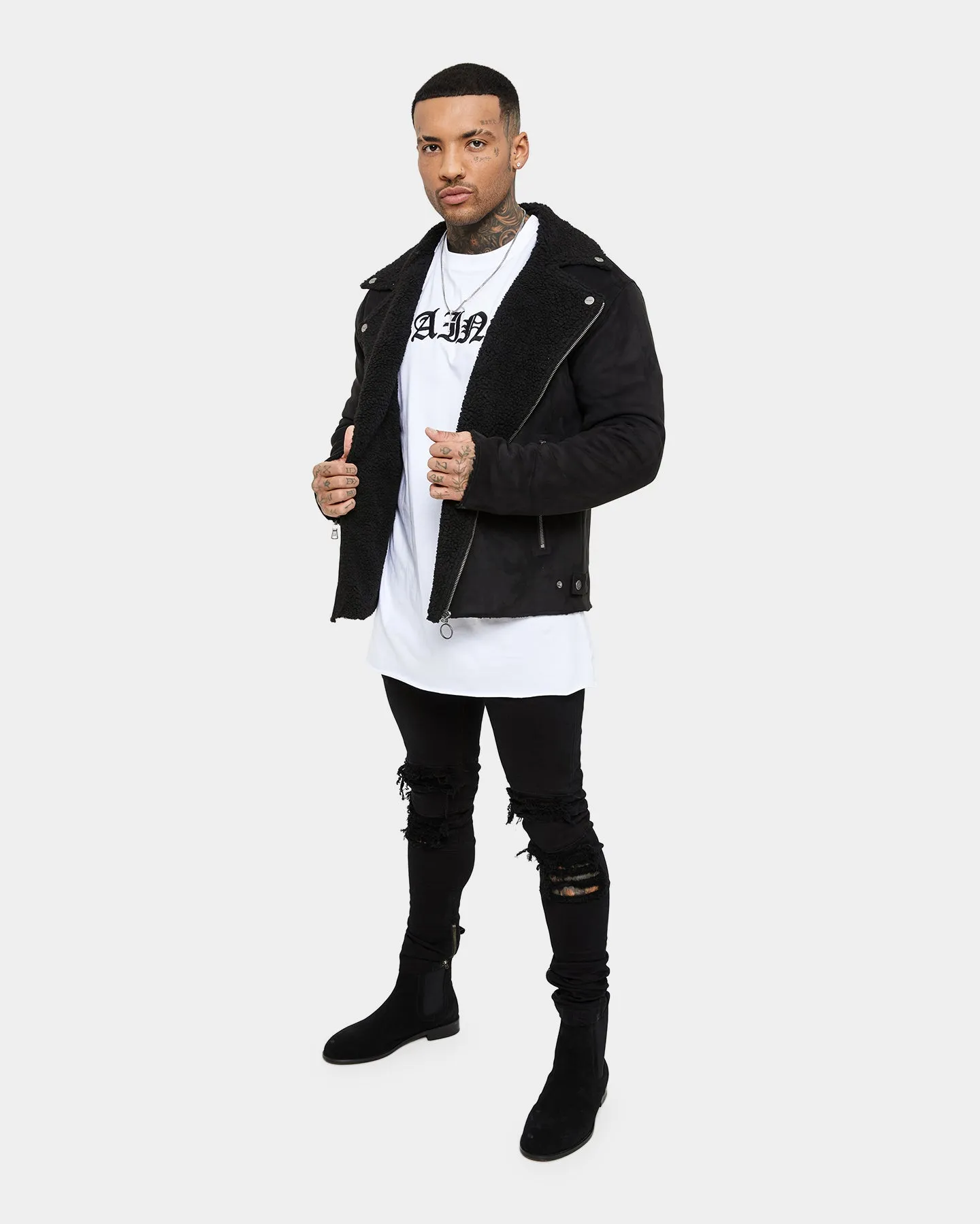 Saint Morta Imperial Sherpa Biker Jacket Black hiker Vision