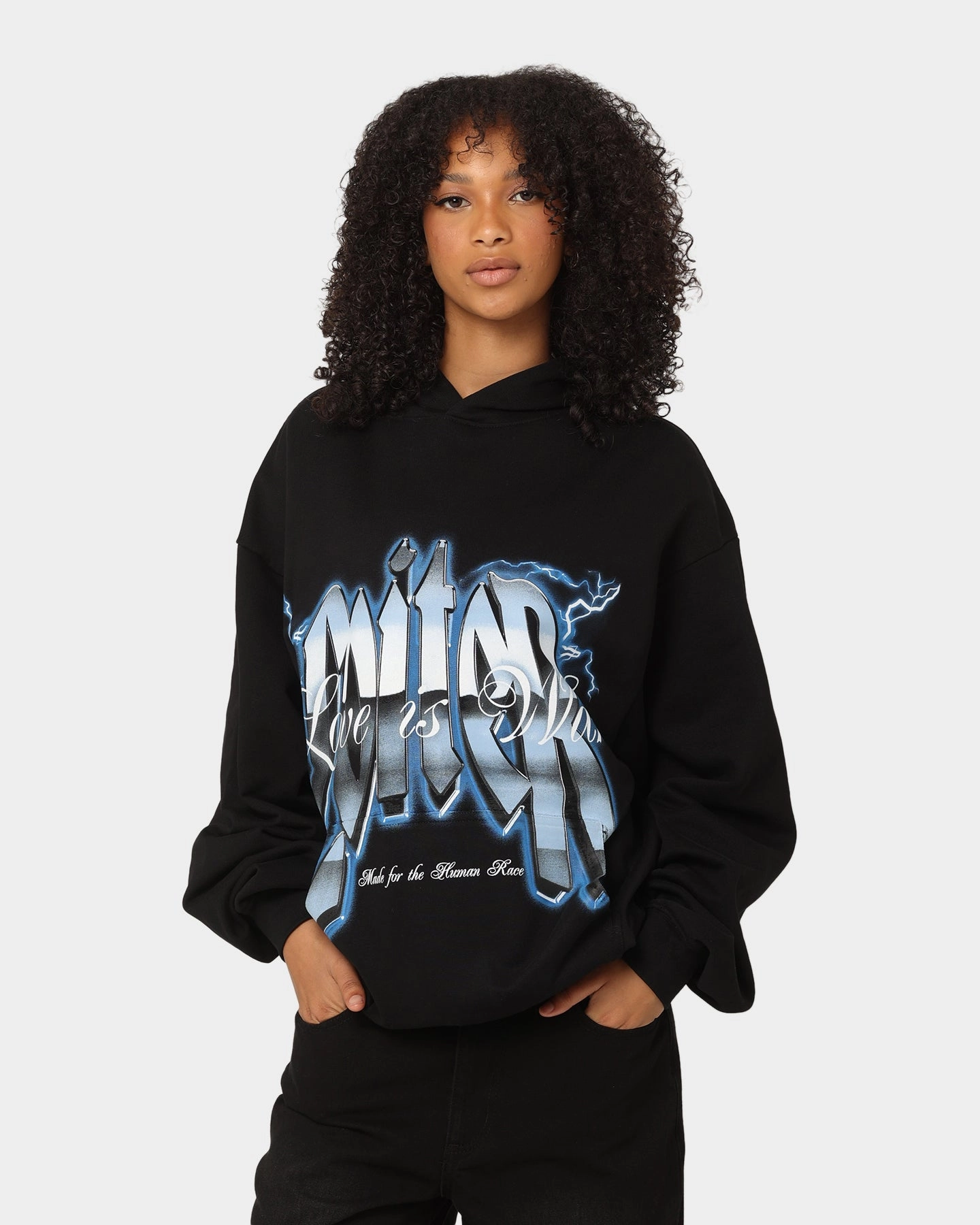 All Season Loiter Love Is War Hoodie Black
