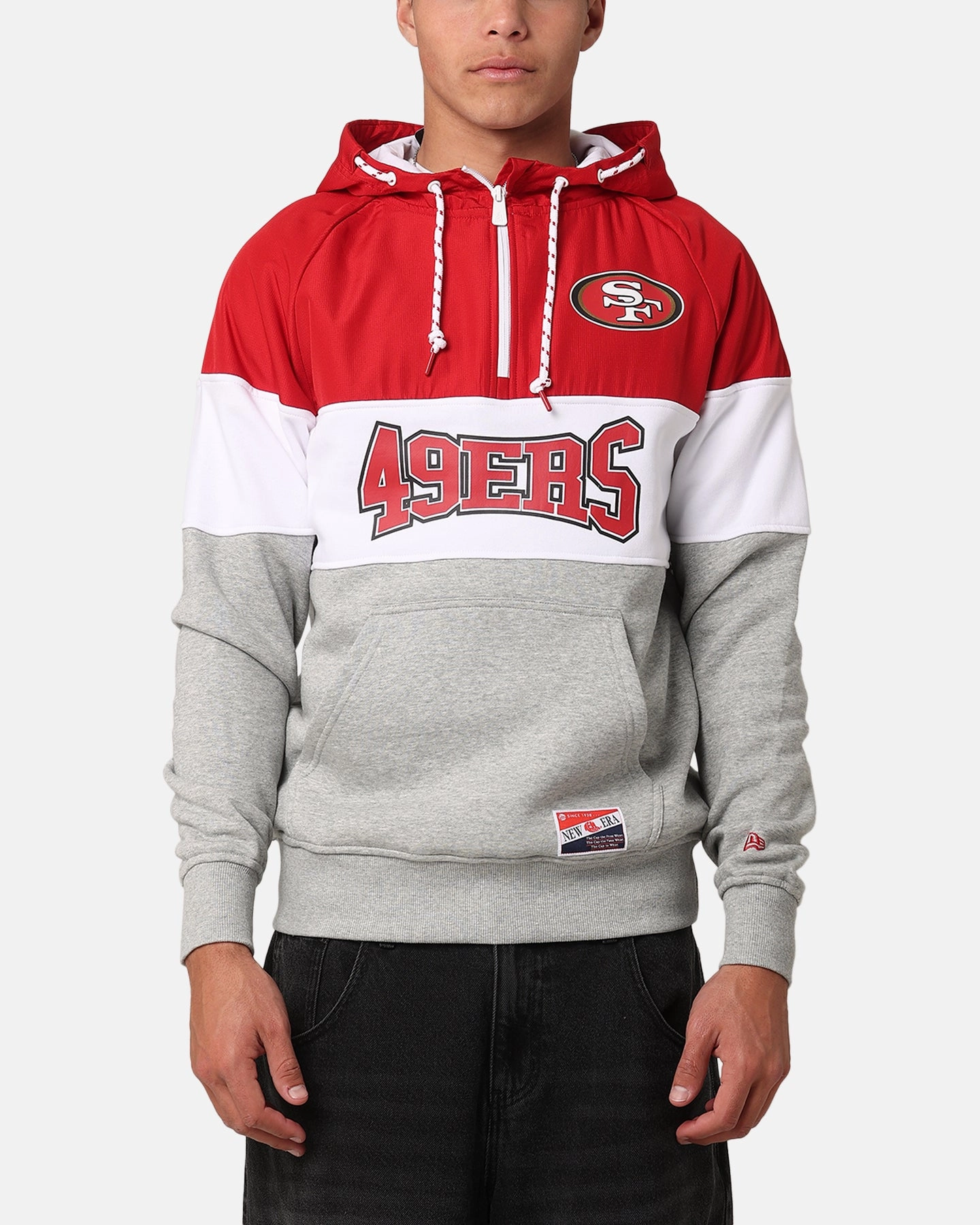 Flexible New Era San Francisco 49ers Quarter Zip Hoodie Red