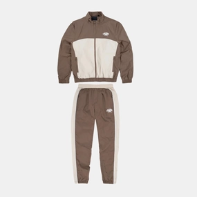 Syna Shell Tracksuit - Brown/White QuickRecovery Stretch Material BreathableFabricTech