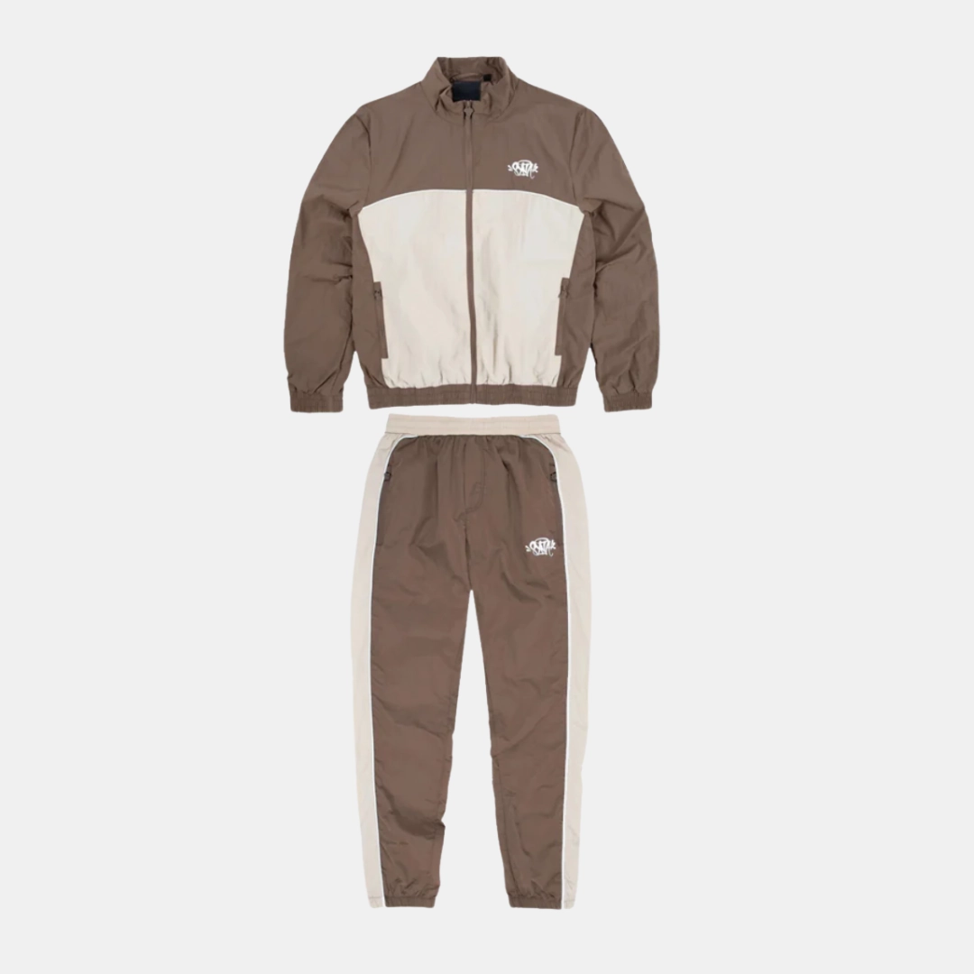 Syna Shell Tracksuit - Brown/White enjoyment Specialty Store