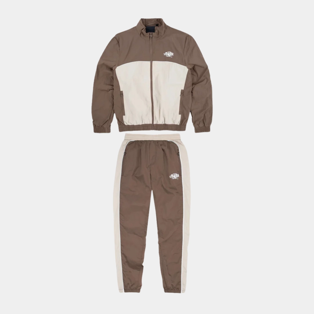 hunting High Compression Weave Syna Shell Tracksuit - Brown/White