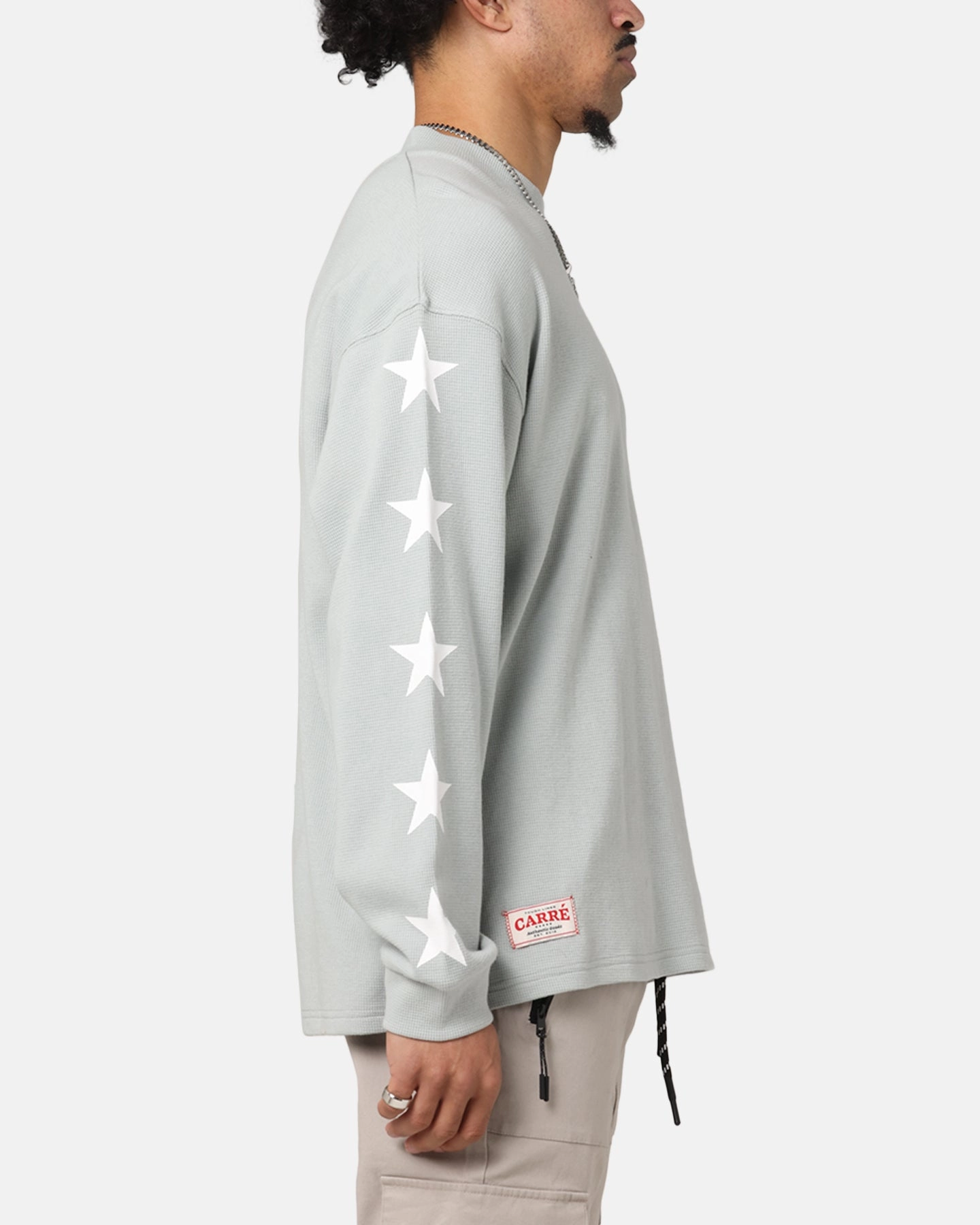 Versatile Look Carre Waffle Workwear Long Sleeve T-Shirt Grey