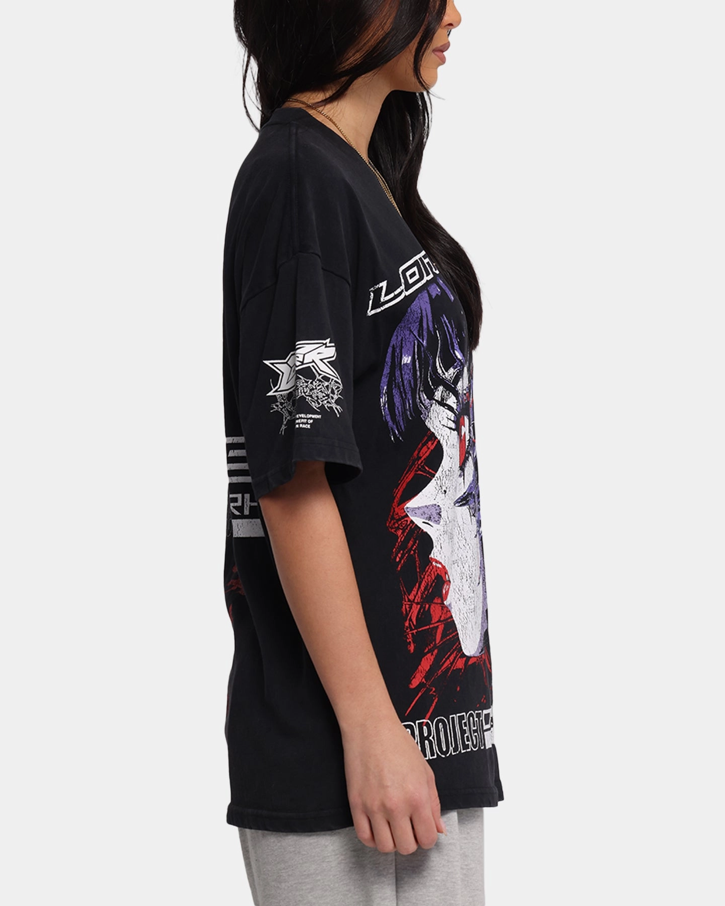 Friction Free Inner Lining Loiter Cybernetics Vintage T-Shirt Black Acidwash