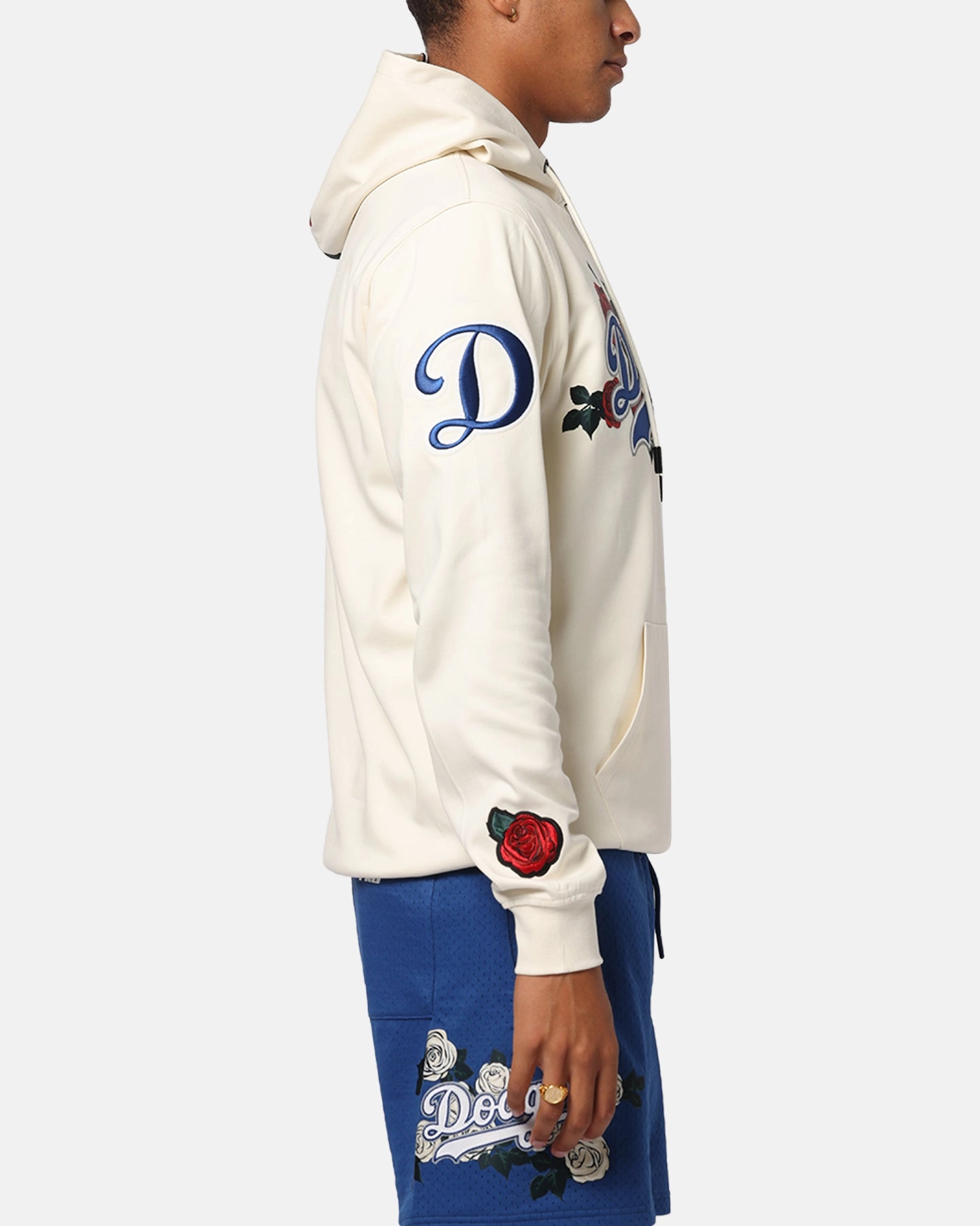 Chic Street Water-resistant Pro Standard Los Angeles Dodgers Roses Pullover Hoodie Eggshell