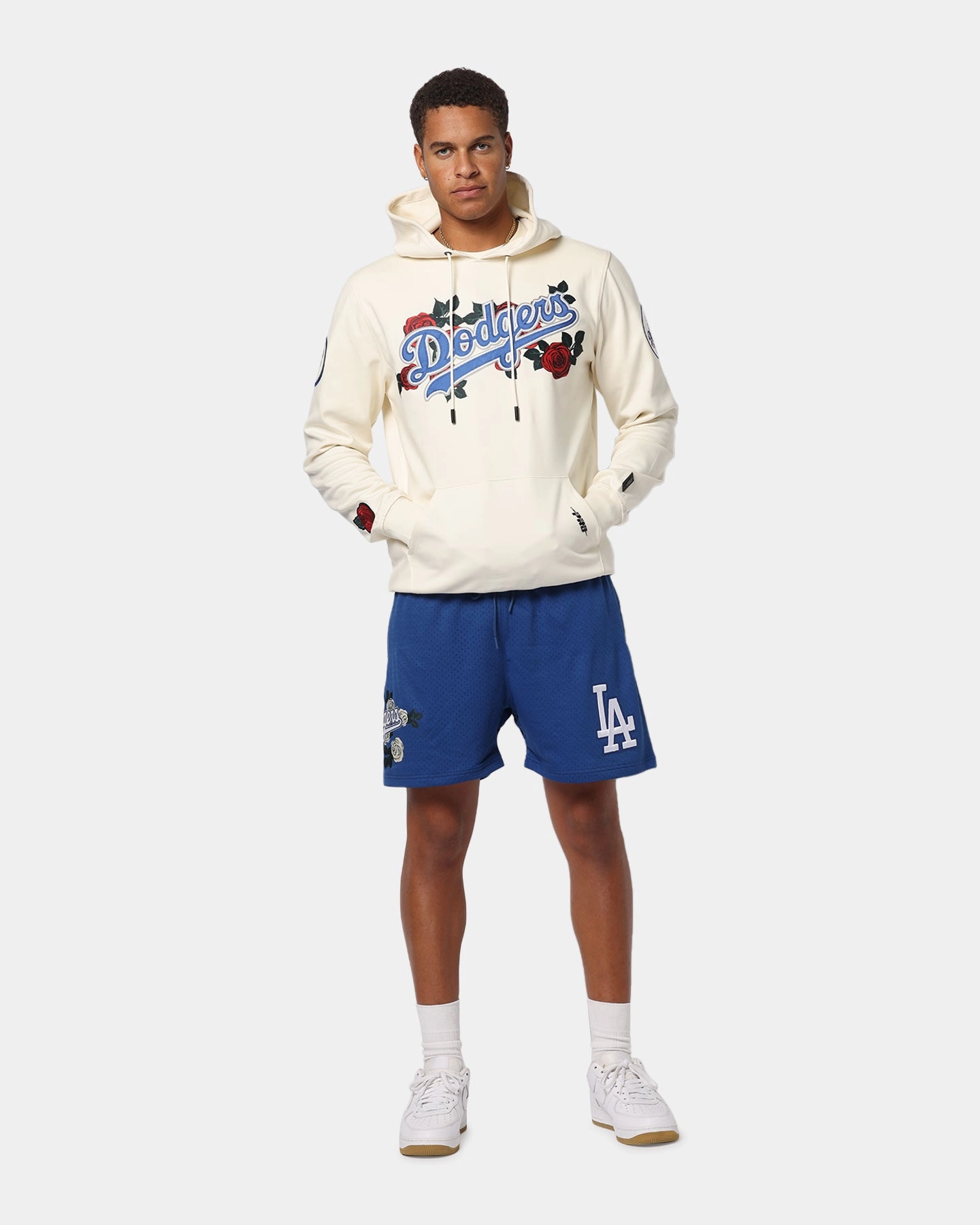 Gym Wear Pro Standard Los Angeles Dodgers Roses Pullover Hoodie Eggshell
