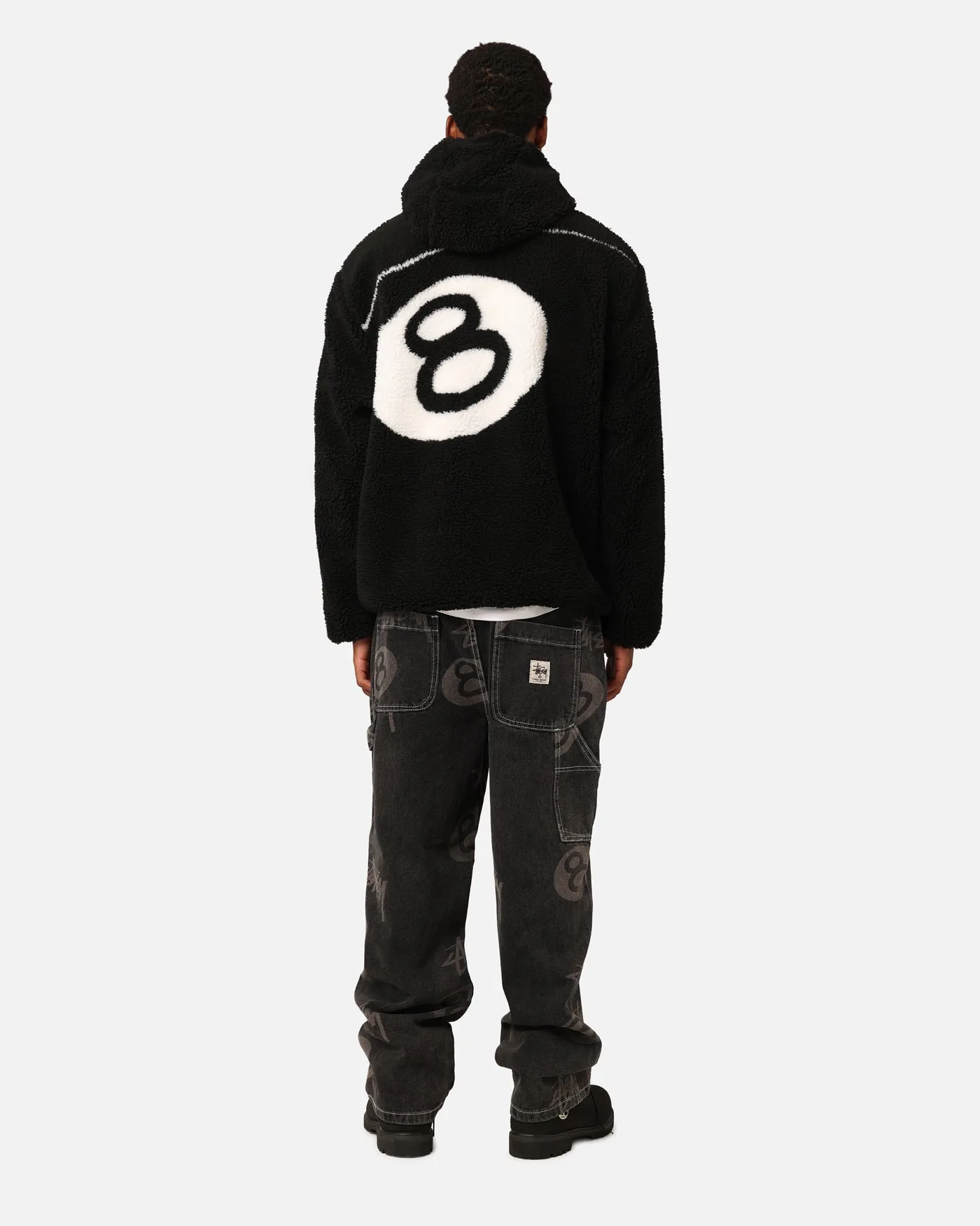 St??ssy 8 Ball Sherpa Reversible Hoodie Black DualVentilation Zippers Ergonomic Cut