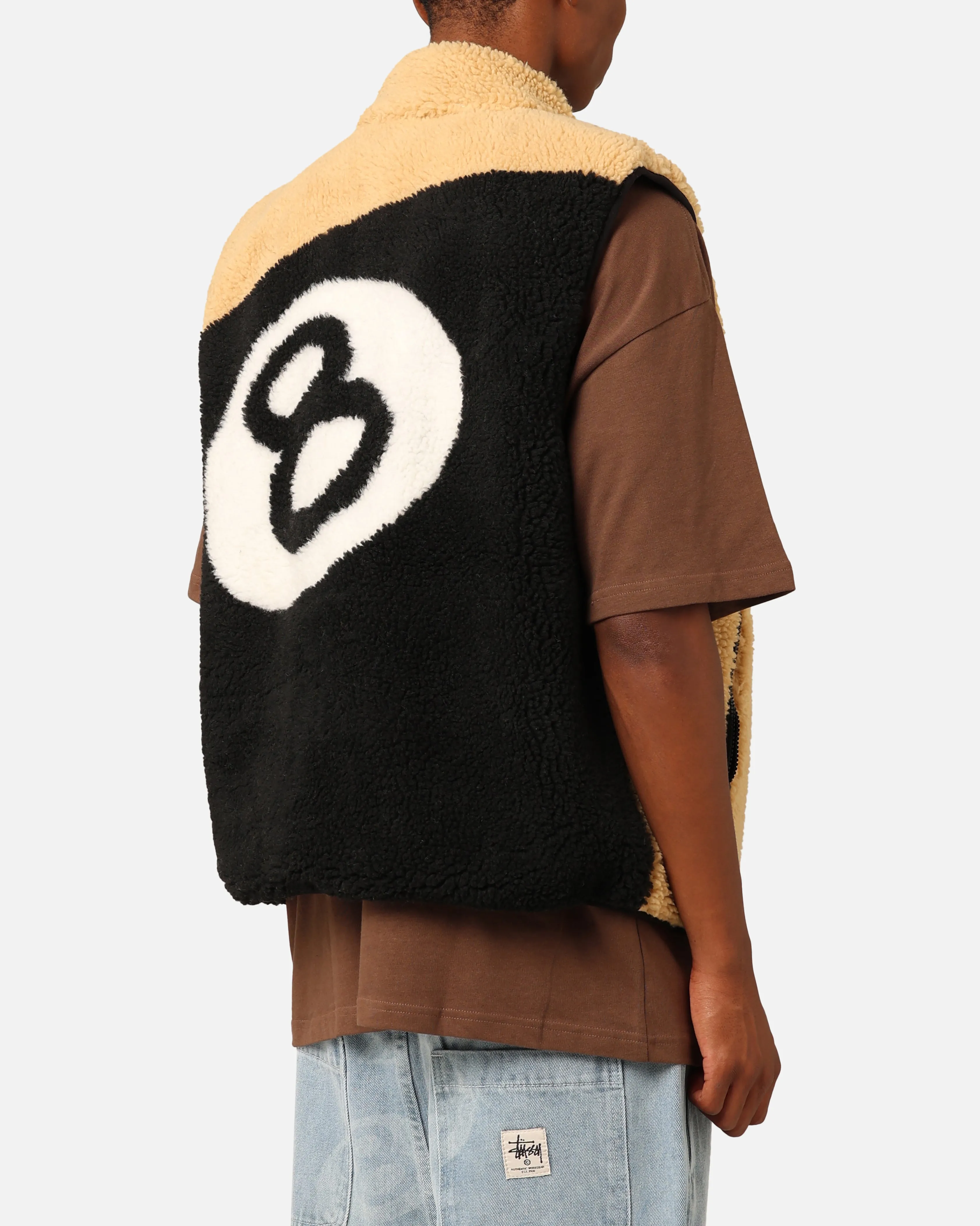 Cap Handmade St??ssy 8 Ball Sherpa Reversible Vest Tan