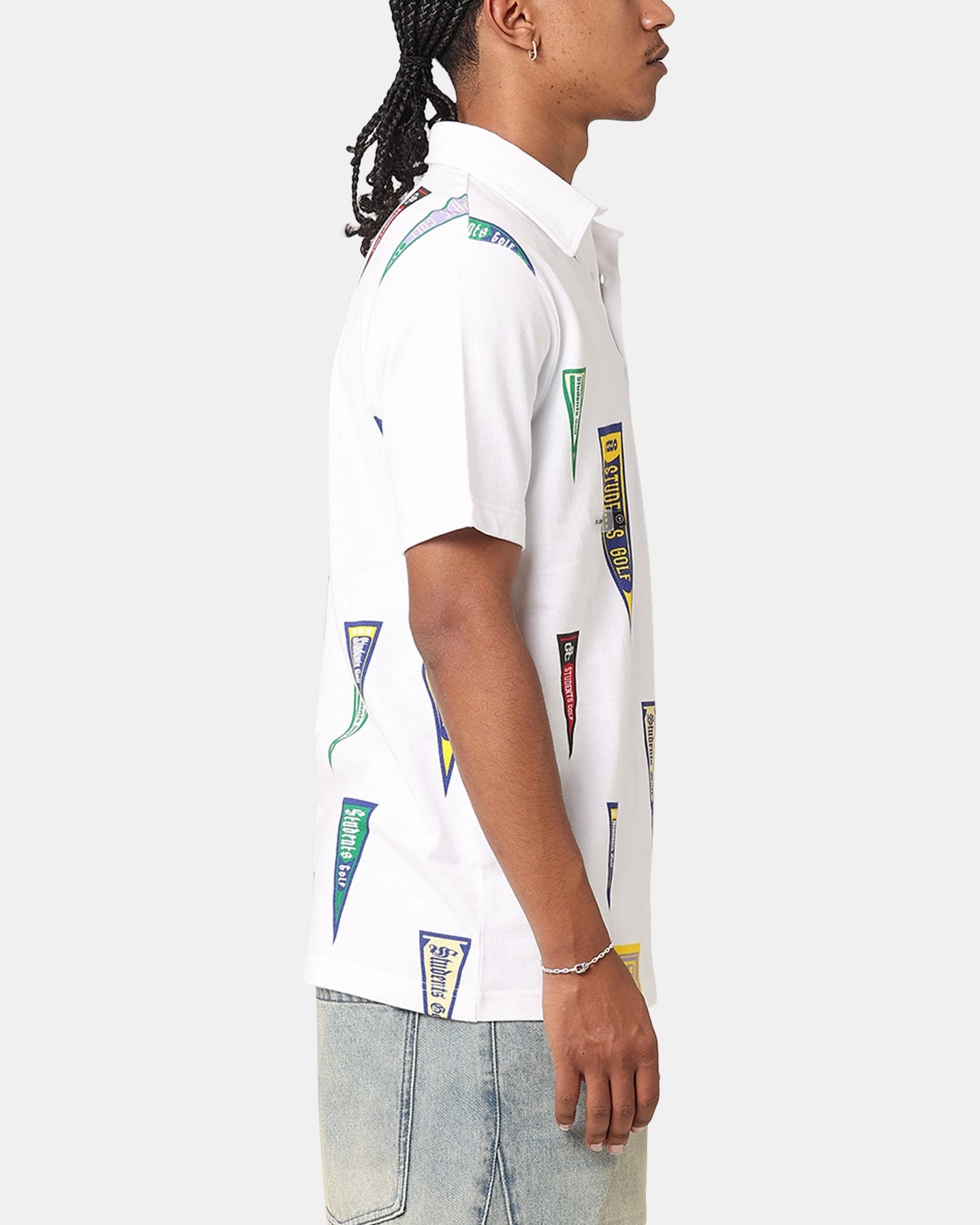 Breathable Cotton Students Golf Harris Pique Short Sleeve Polo Shirt White