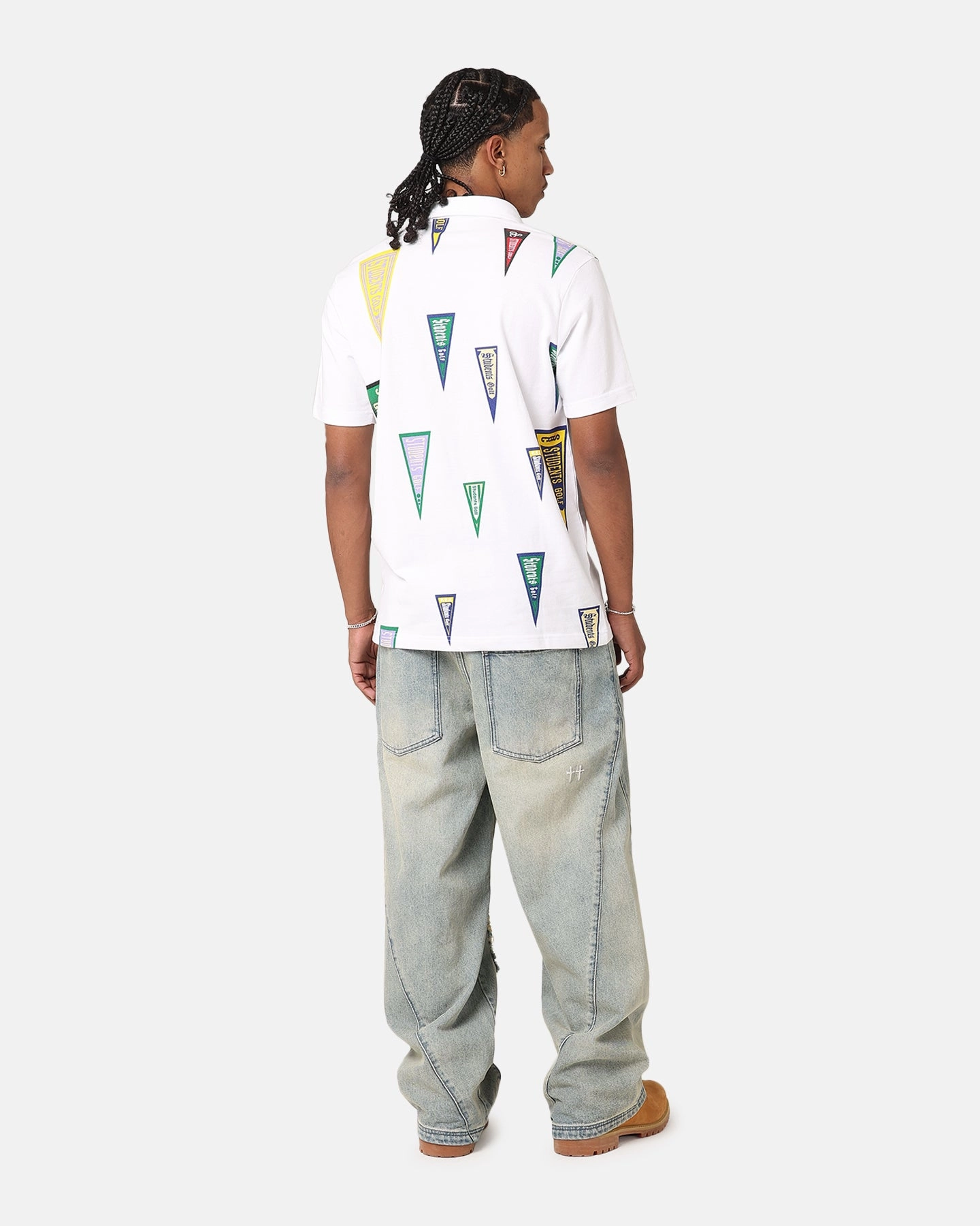 Office To Outing ComfortStretch Collar Students Golf Harris Pique Short Sleeve Polo Shirt White