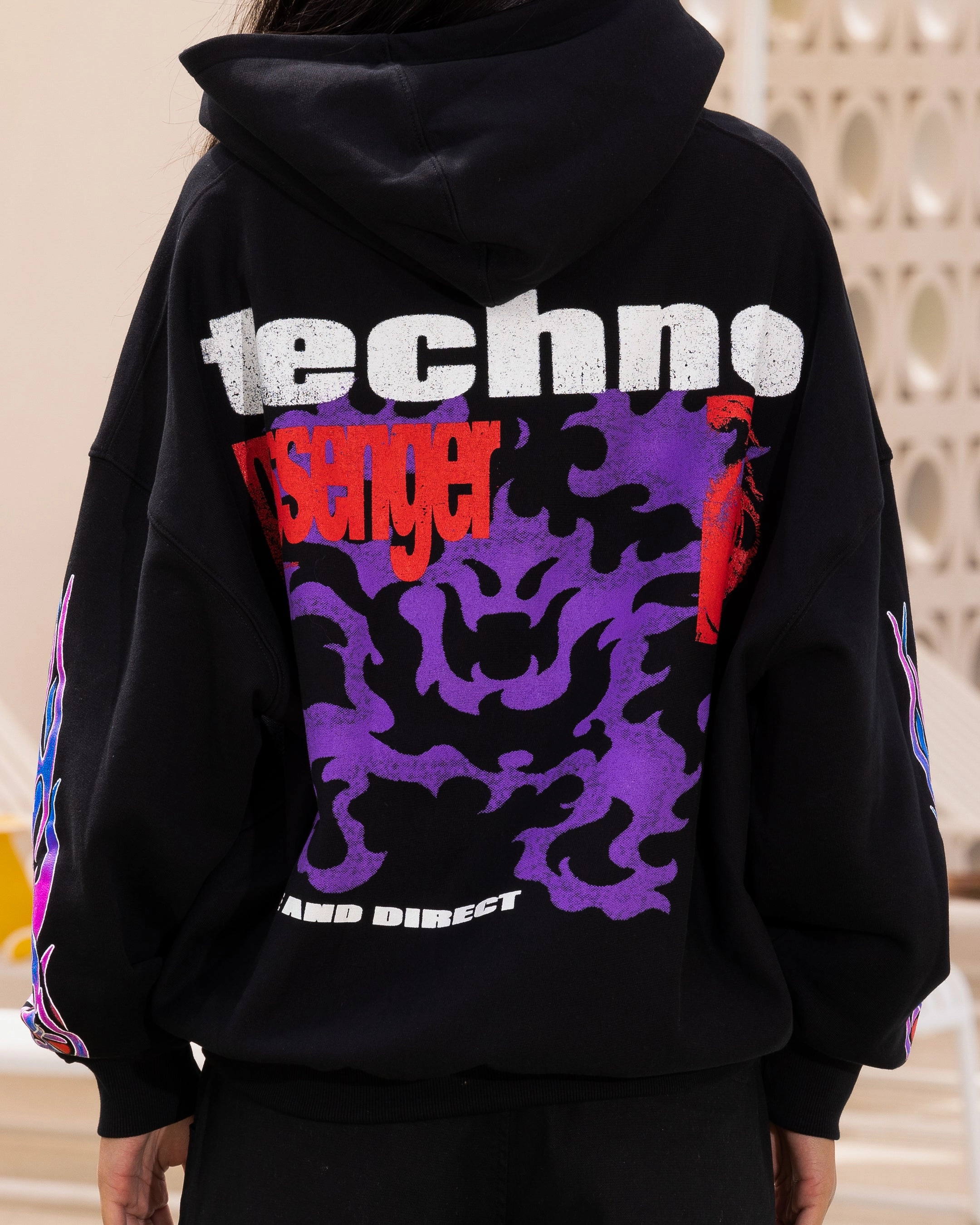 Rugged Protection Loiter Live In Direct Vintage Hoodie Black