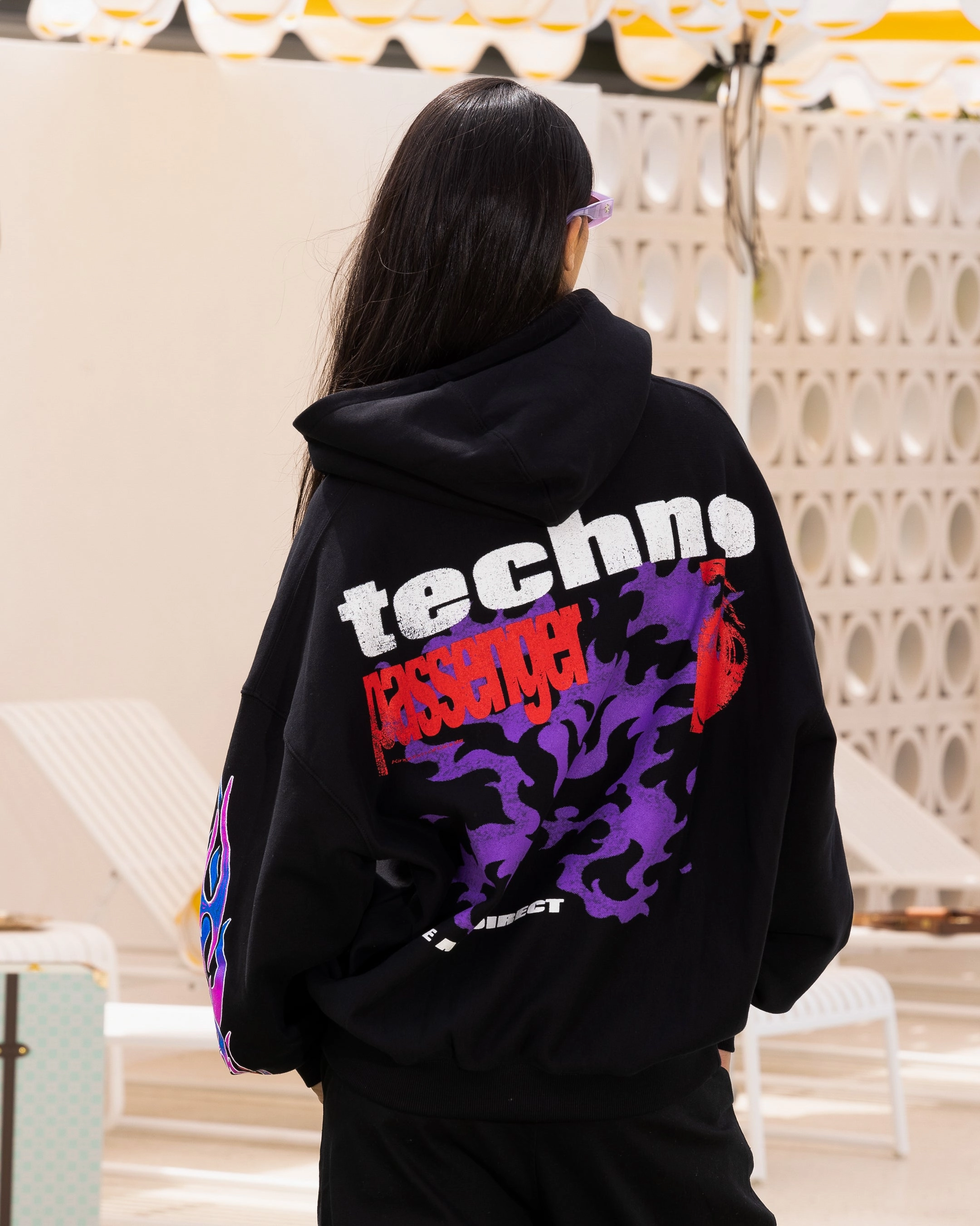 Party Loiter Live In Direct Vintage Hoodie Black