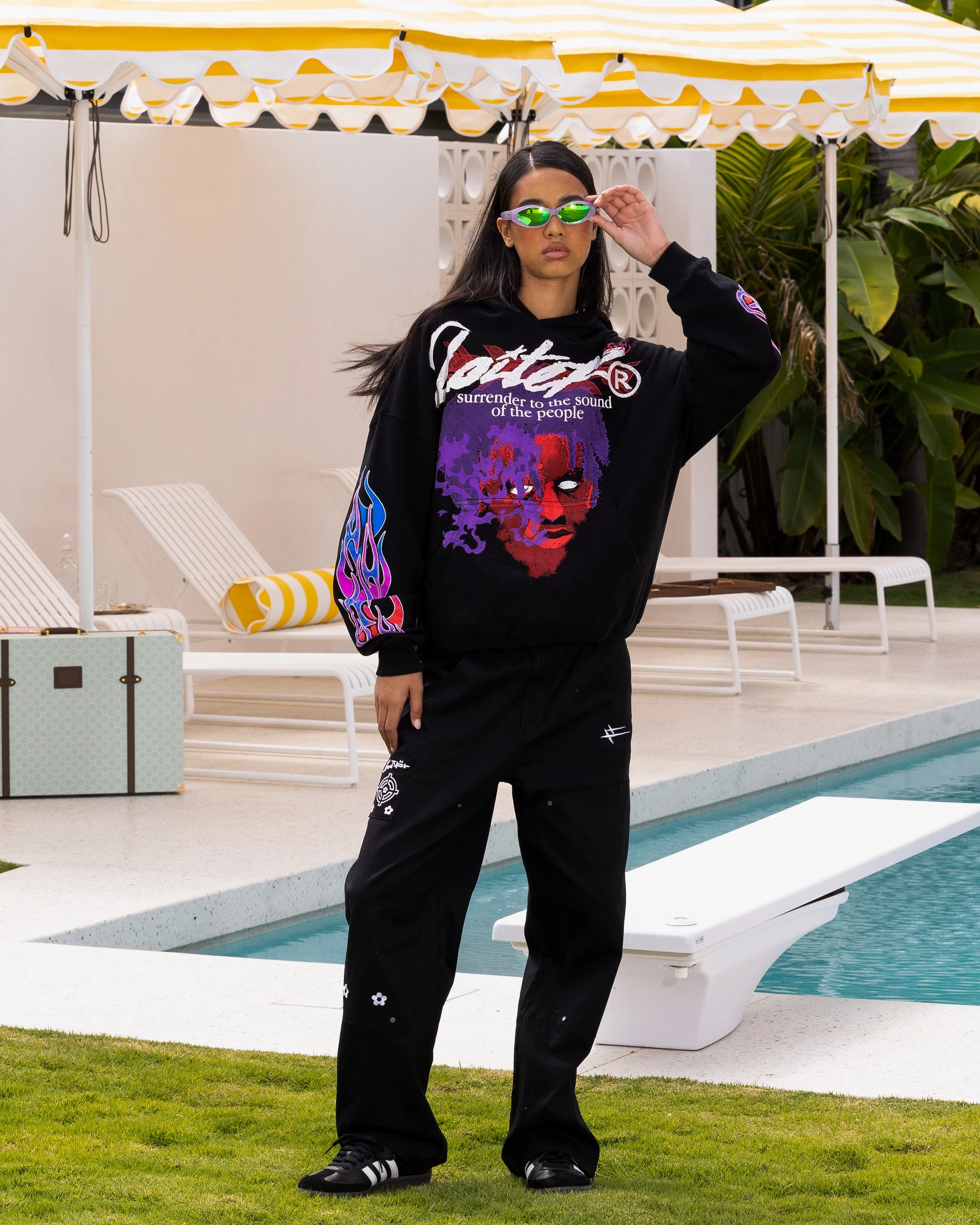 Loiter Live In Direct Vintage Hoodie Black Maintain