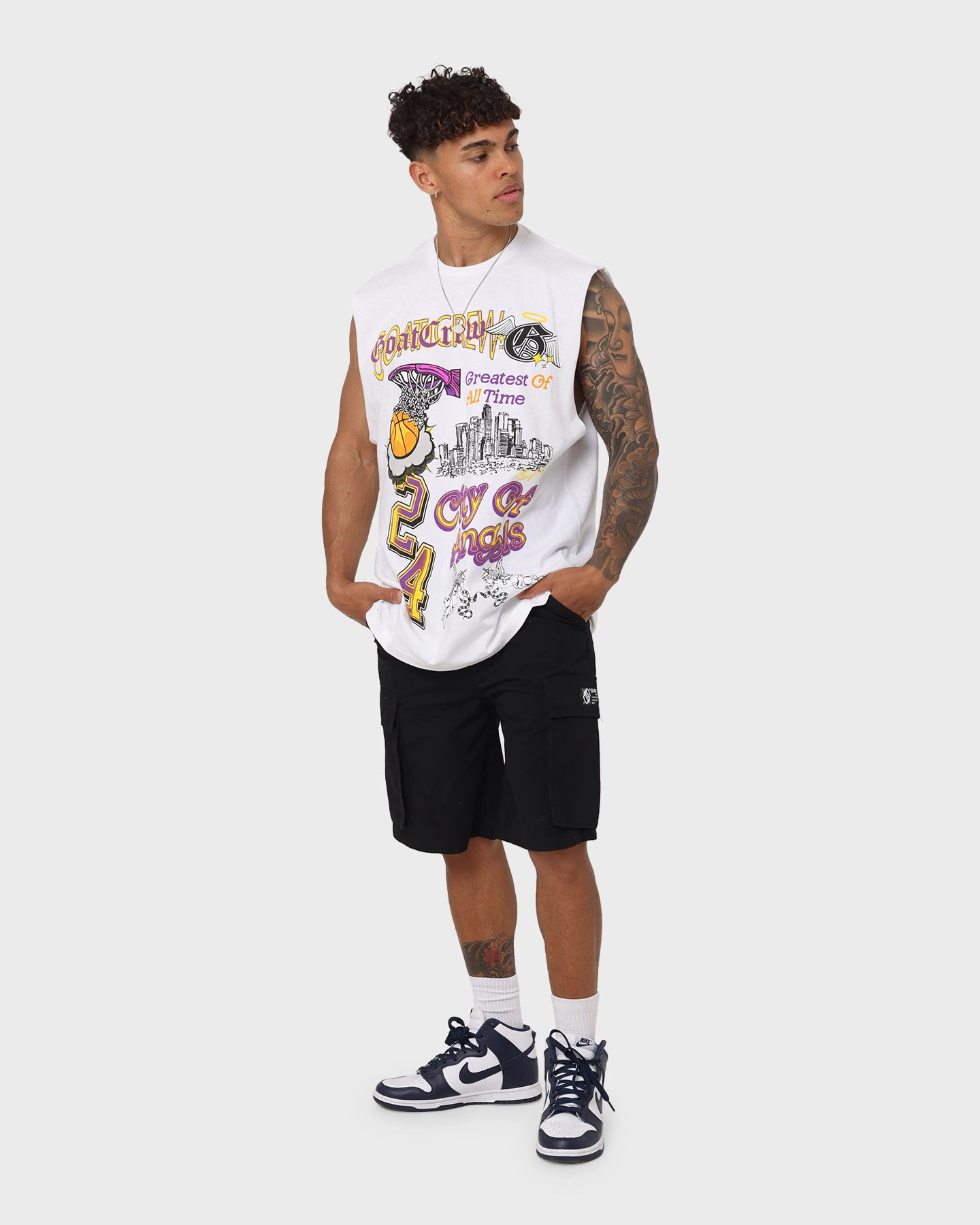 Goat Crew City Of Angels Muscle T-Shirt White AntiBacterialTreatment Light and Fresh