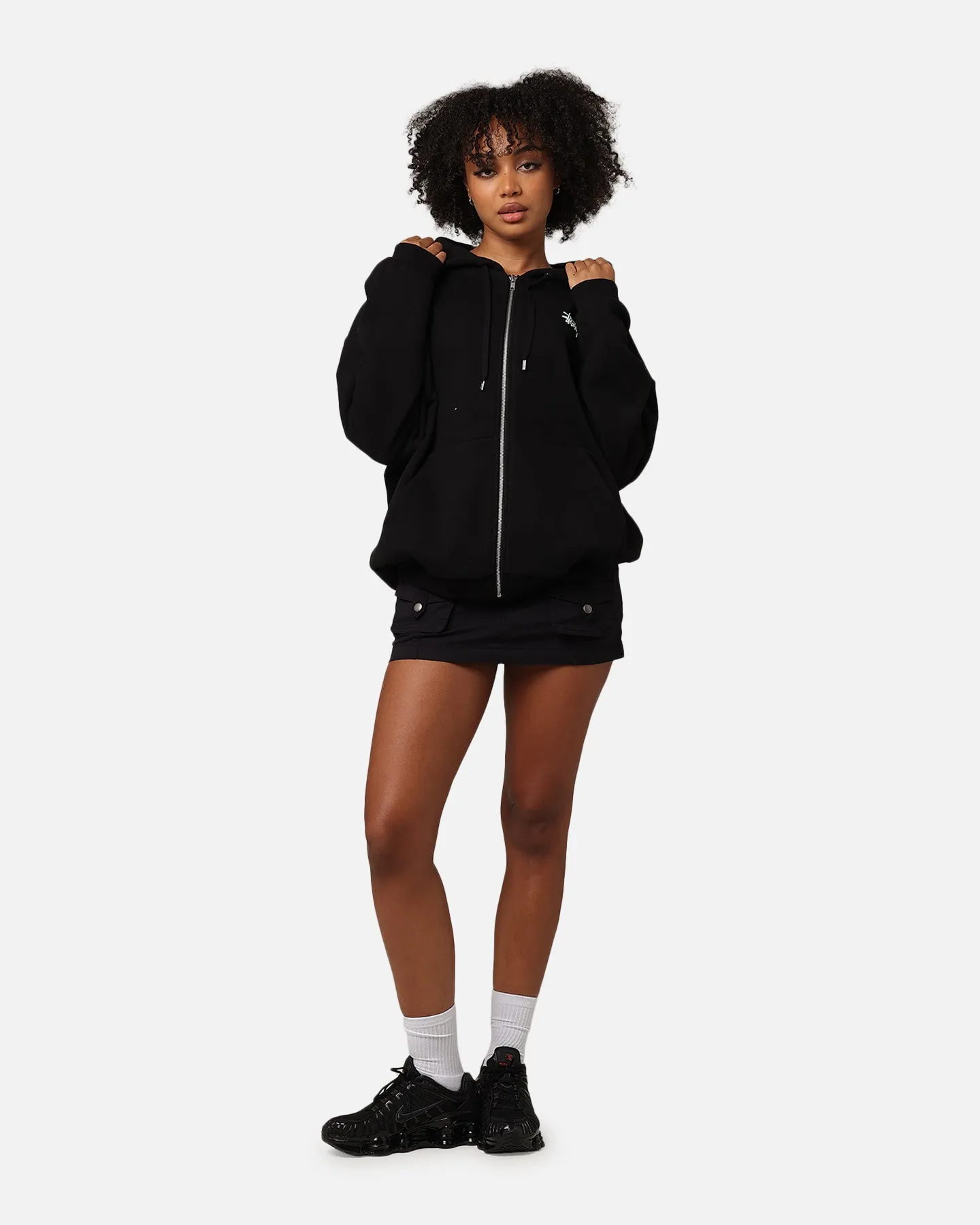 Stussy Graffiti LCB Full Zip Hoodie Pigment Black Collarless